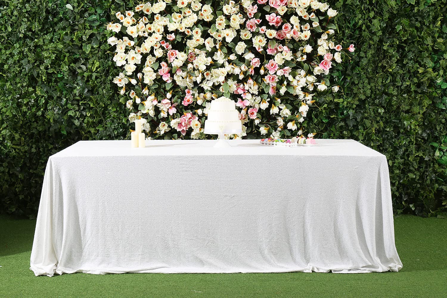 Partydelight Sequin Tablecloth, Rectangular, 50''X80'', White