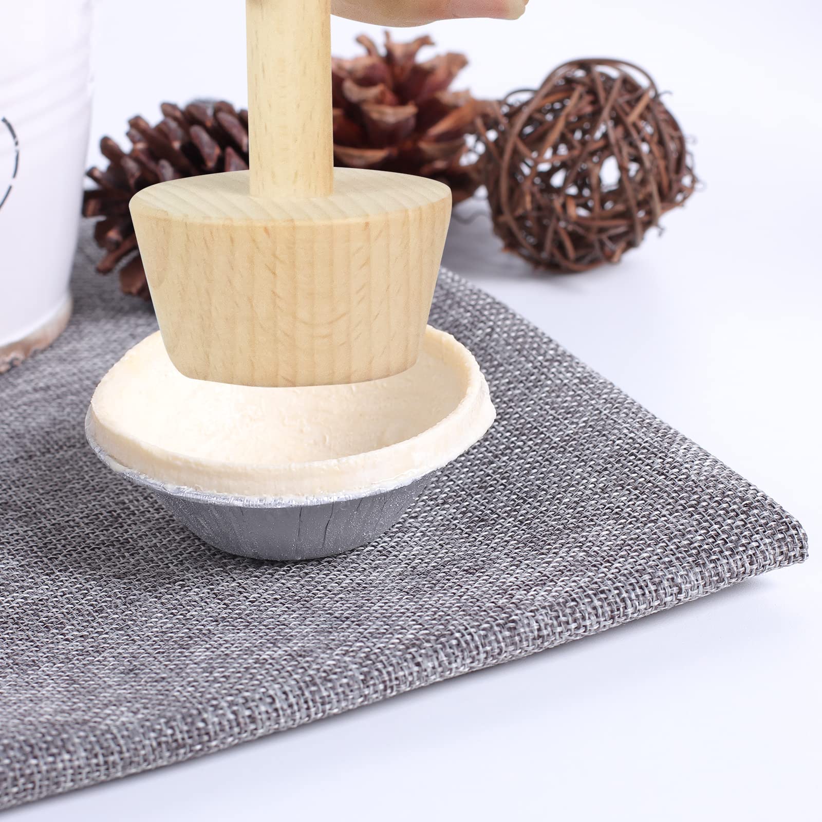 Kvmorze 3Pcs Tart Tamper Set, Portable Wooden Double Side Pie Pastry Dough Tamper, Wooden Egg Tart Mold, Diy Cake Pastry Tools F