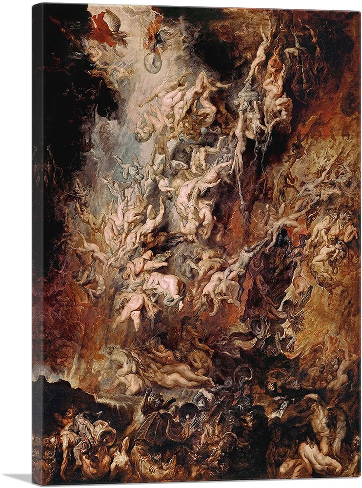 Artcanvas War In Heaven - Fall Of The Damned Canvas Art Print Stretched Framed Painting Picture Poster Giclee Wall Decor By Pete