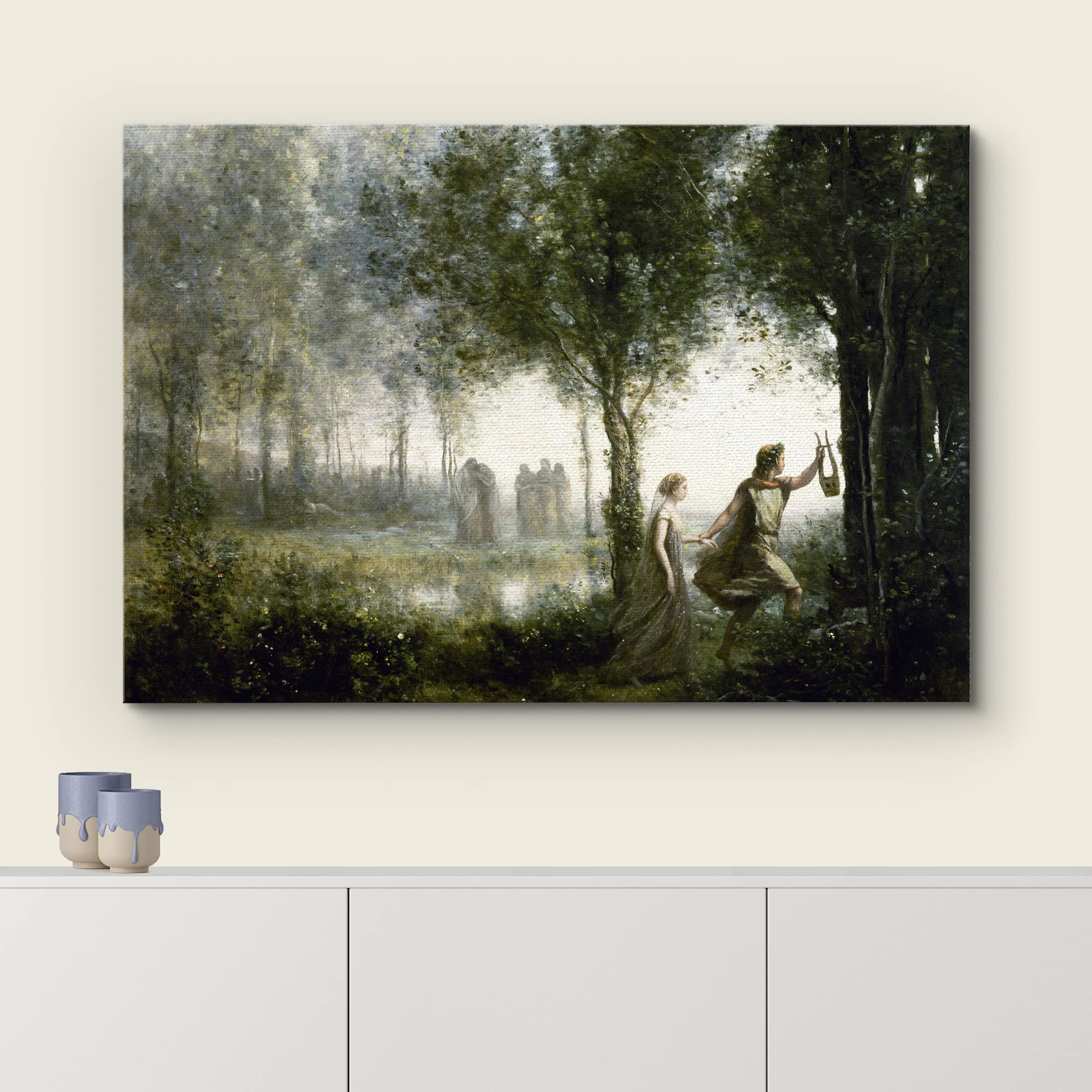 Wall26 - Orpheus Leading Eurydice From The Underworld By Jean-Baptiste-Camille Corot - Canvas Print Wall Art Famous Painting Rep