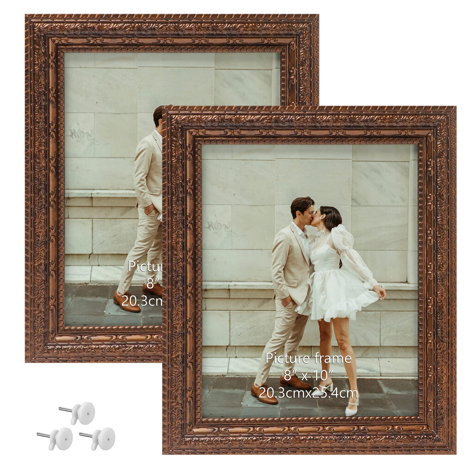 Edenseelake 8x10 Picture Frame Set of 2, Vintage Antique Ornate Photo Frame 8 by 10 for Tabletop or Wall, Bronze