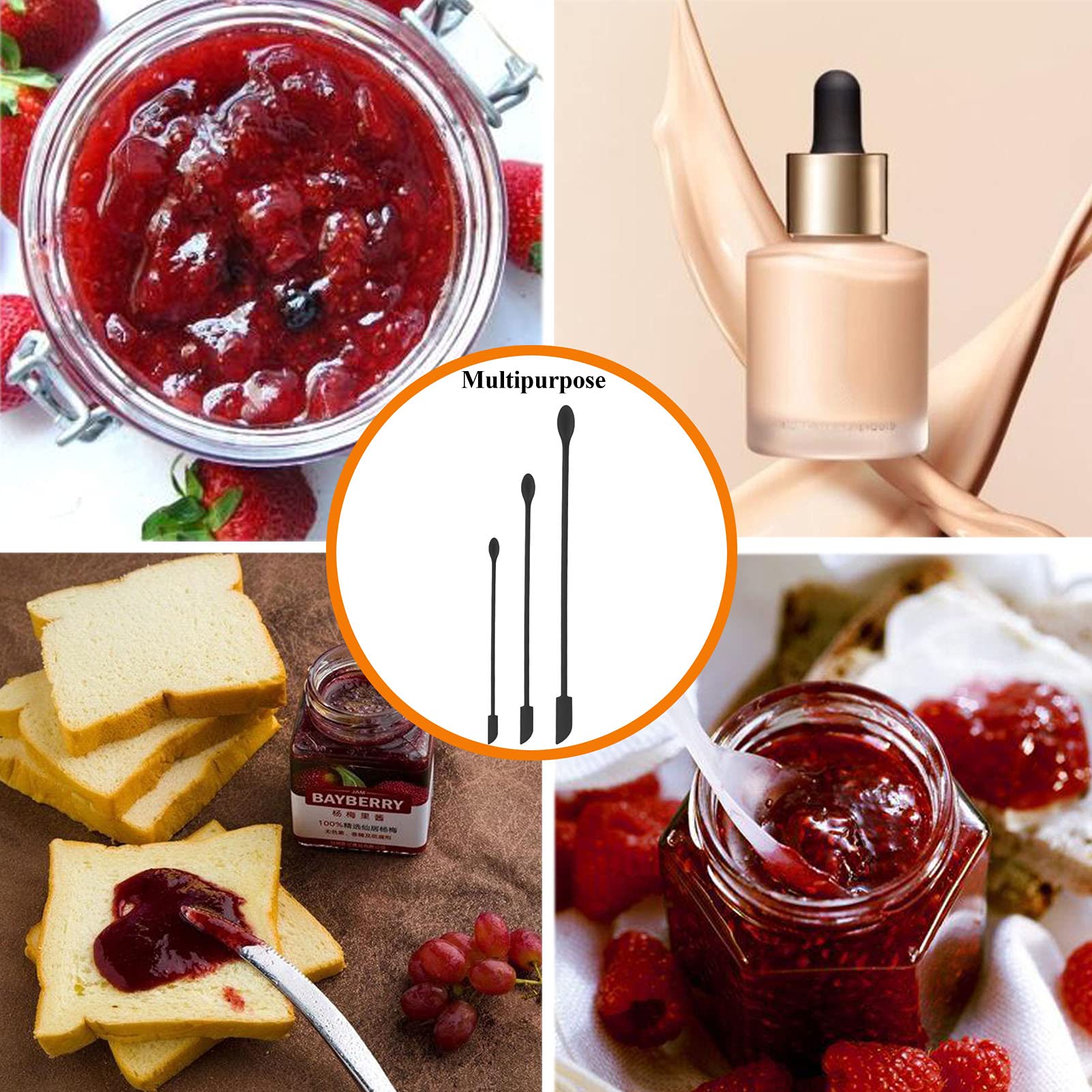 Mini Spatula Silicone, 6 Pcs Jar Spatula Small Spatulas, Reusable Double-Ended Tiny Silicone Spoon Spatula For Kitchen And Beaut