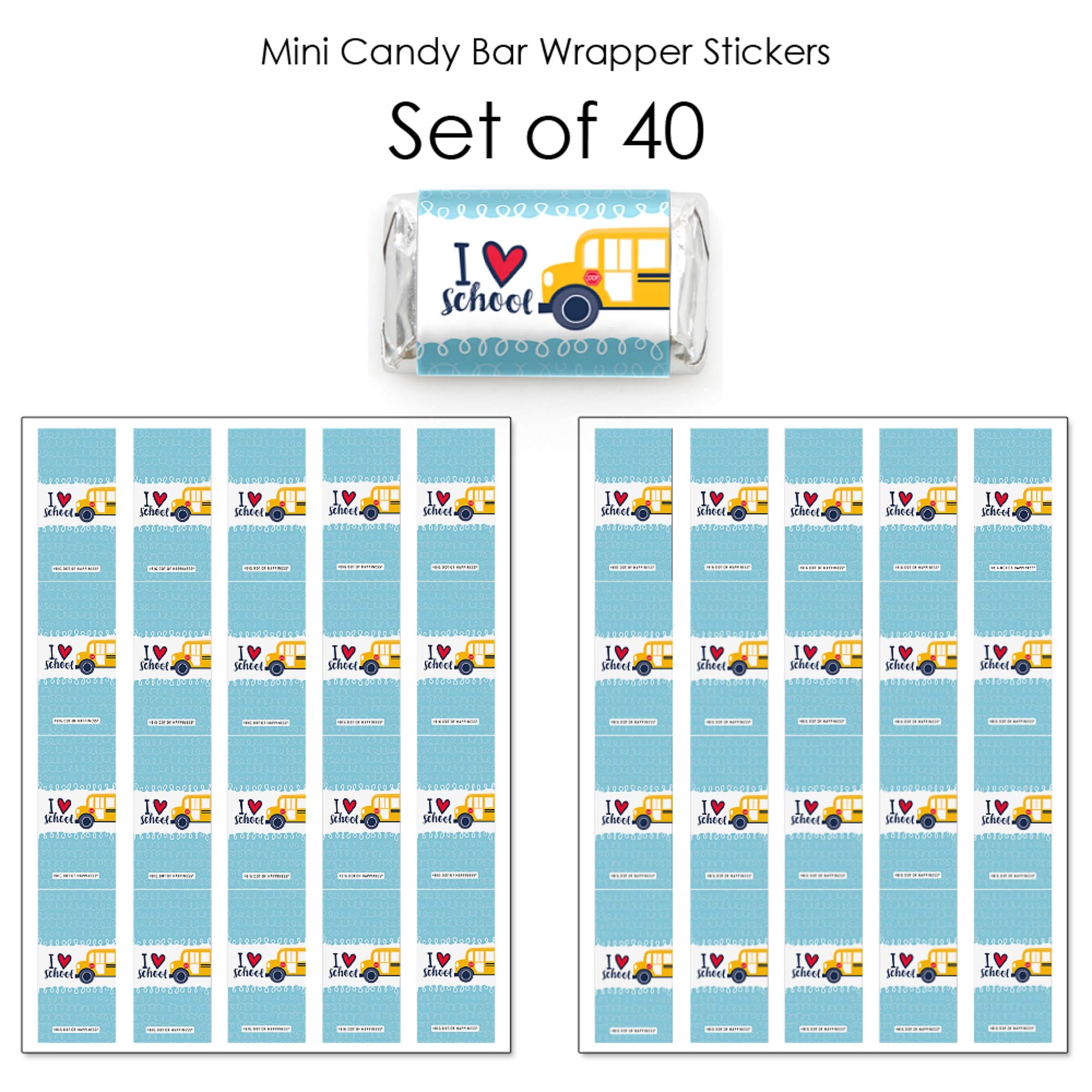 Big Dot Of Happiness Back To School - Mini Candy Bar Wrapper Stickers - First Day Of School Classroom Decorations Small Favors -
