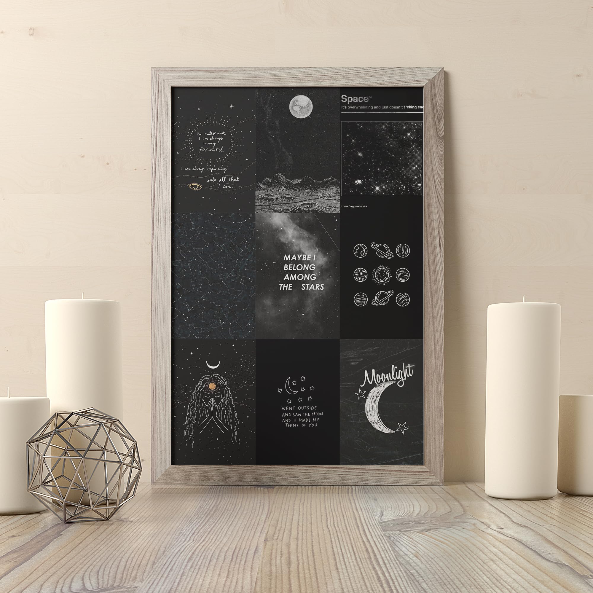 Wall67 Astronomy Wall Collage Kit Aesthetic Pictures, Moon Stars Photo Collage Kit Dorm Room Decor For Teen Boy Girl, Moonlight
