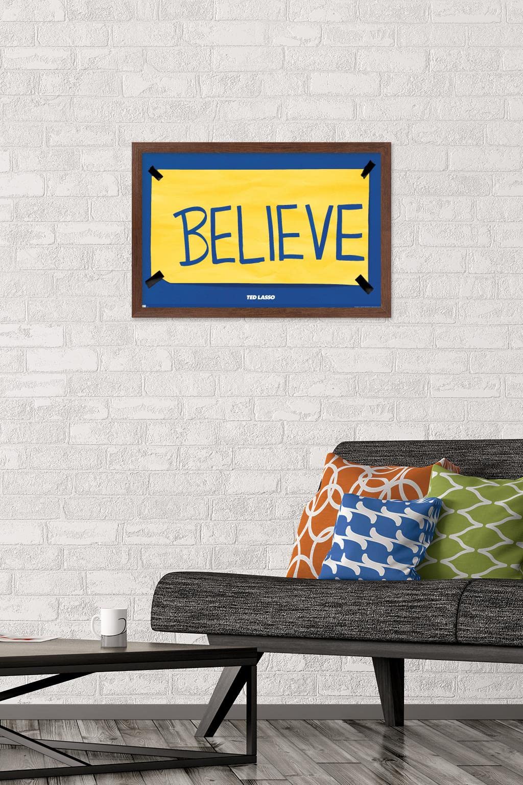 Trends International Ted Lasso - Believe Wall Poster, 14.725'' X 22.375'', Mahogany Framed Version
