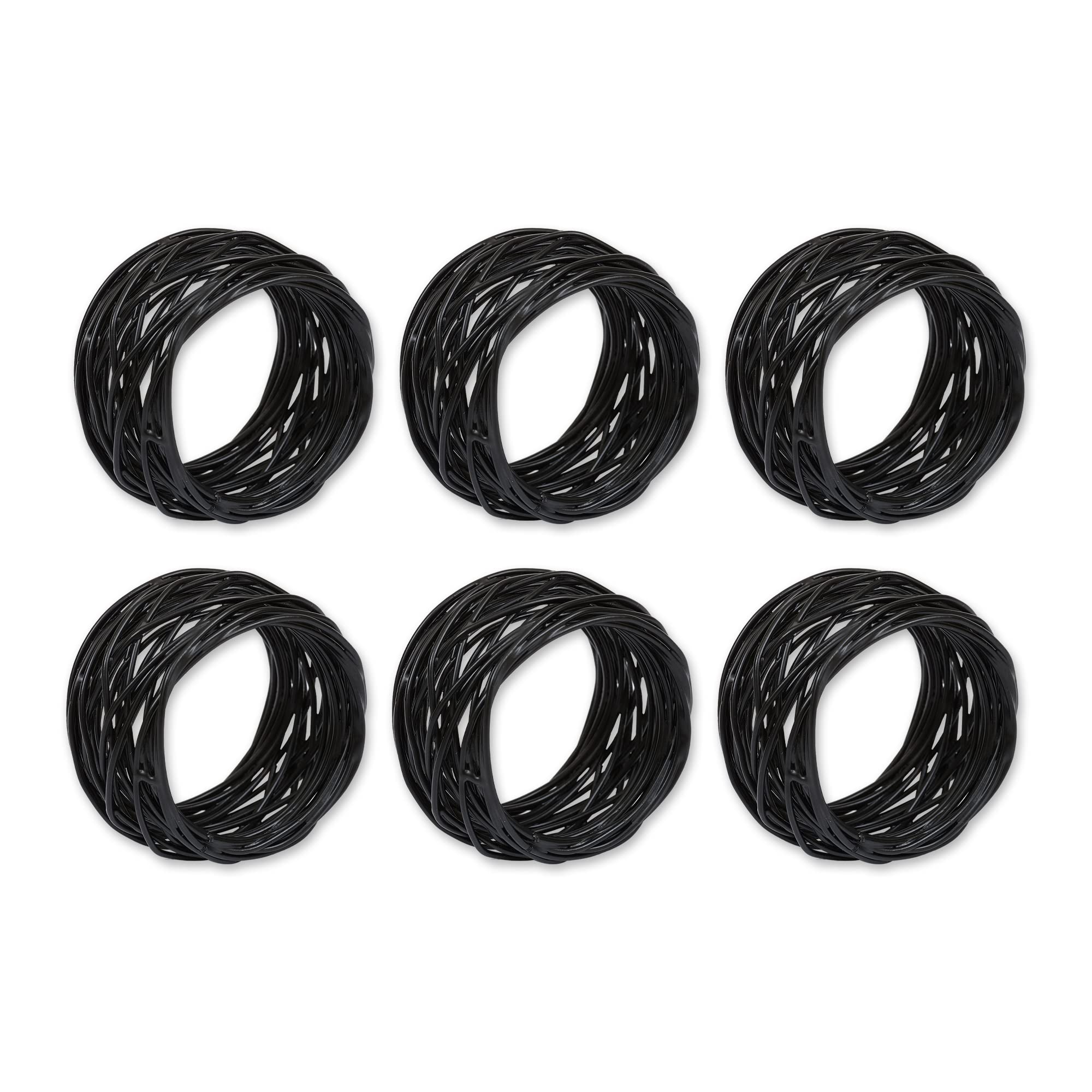 BIRDNEST BLACK NAPKIN RING SET/6