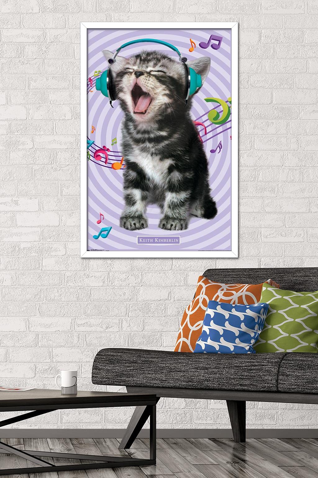 Trends International Keith Kimberlin - Kitten - Singing Wall Poster, 22.375'' X 34'', White Framed Version