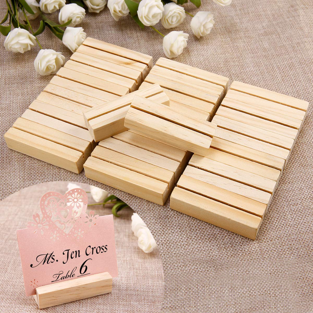 Graphicalmela Pack of 20 Wood Base Card Holder Postcard Photo Picture Display Stand for Desk Tabletop Home Party Office Decorati