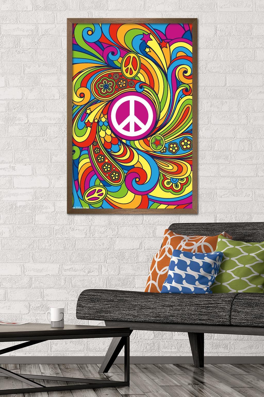 Trends International Peace Sign Wall Poster, 22.375'' X 34'', Bronze Framed Version