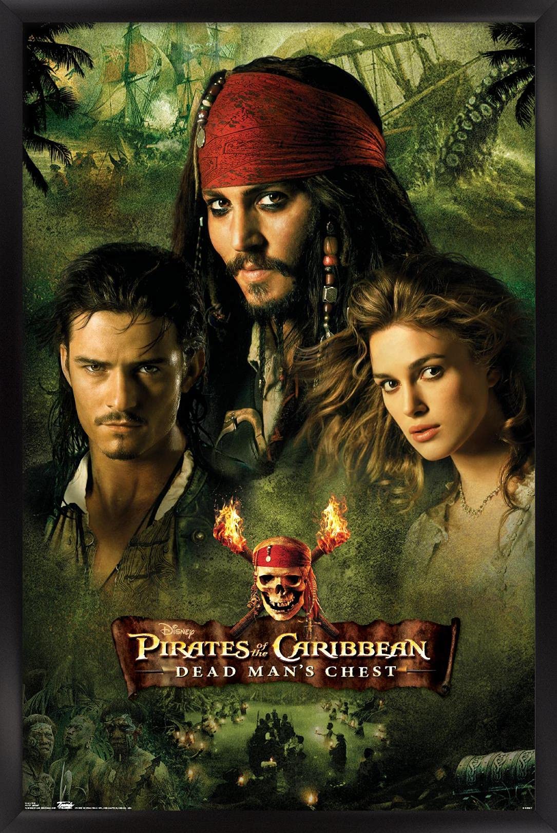 Trends International Disney Pirates Of The Caribbean: Dead Man'S Chest - Group Wall Poster, 22.375'' X 34'', Black Framed Versio