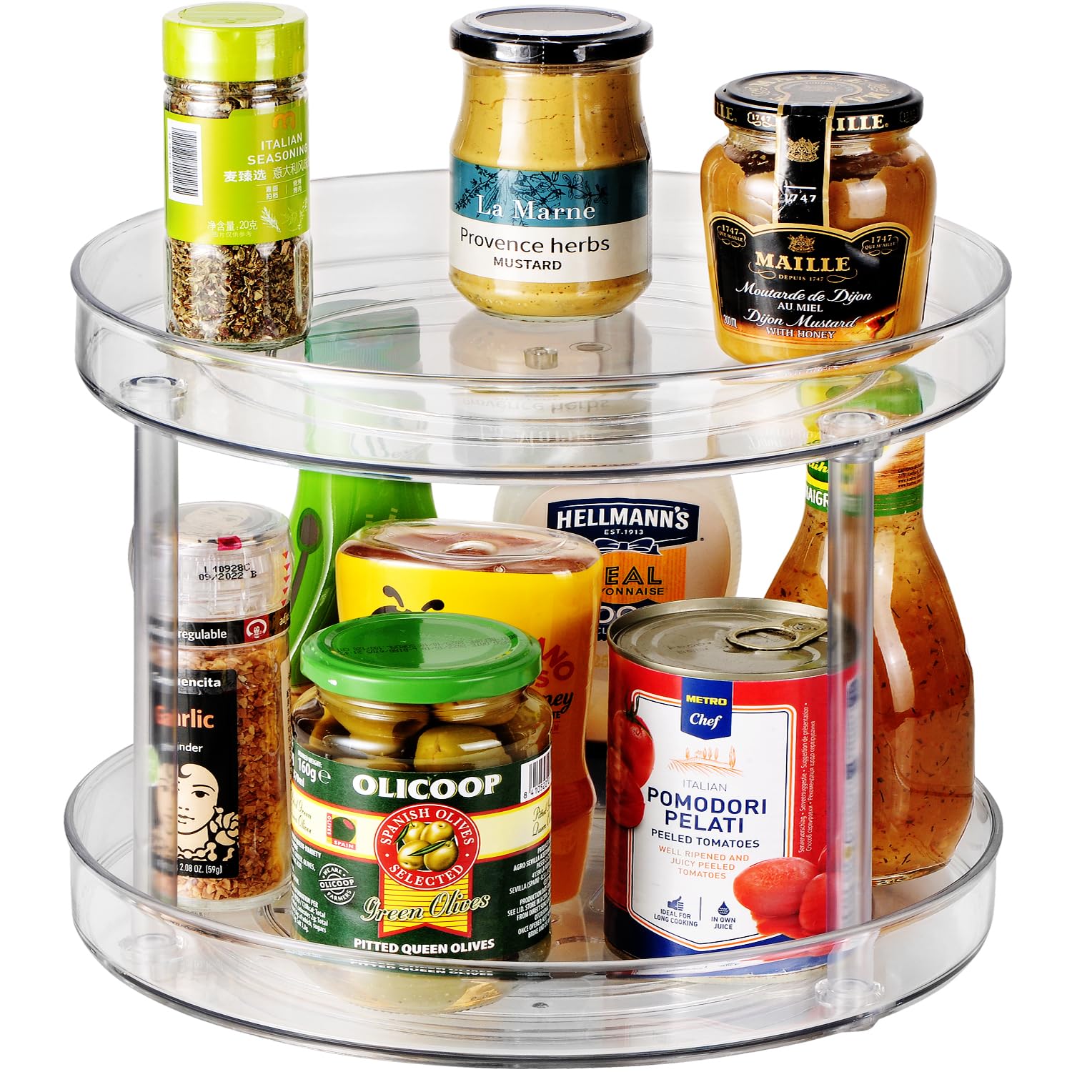 Amolliar 2 Tier 11'' Lazy Susan, Rotating Turntable Organizer For Cabinet, Kitchen, Fridge, Countertop, Bathroom, Pantry Organiz