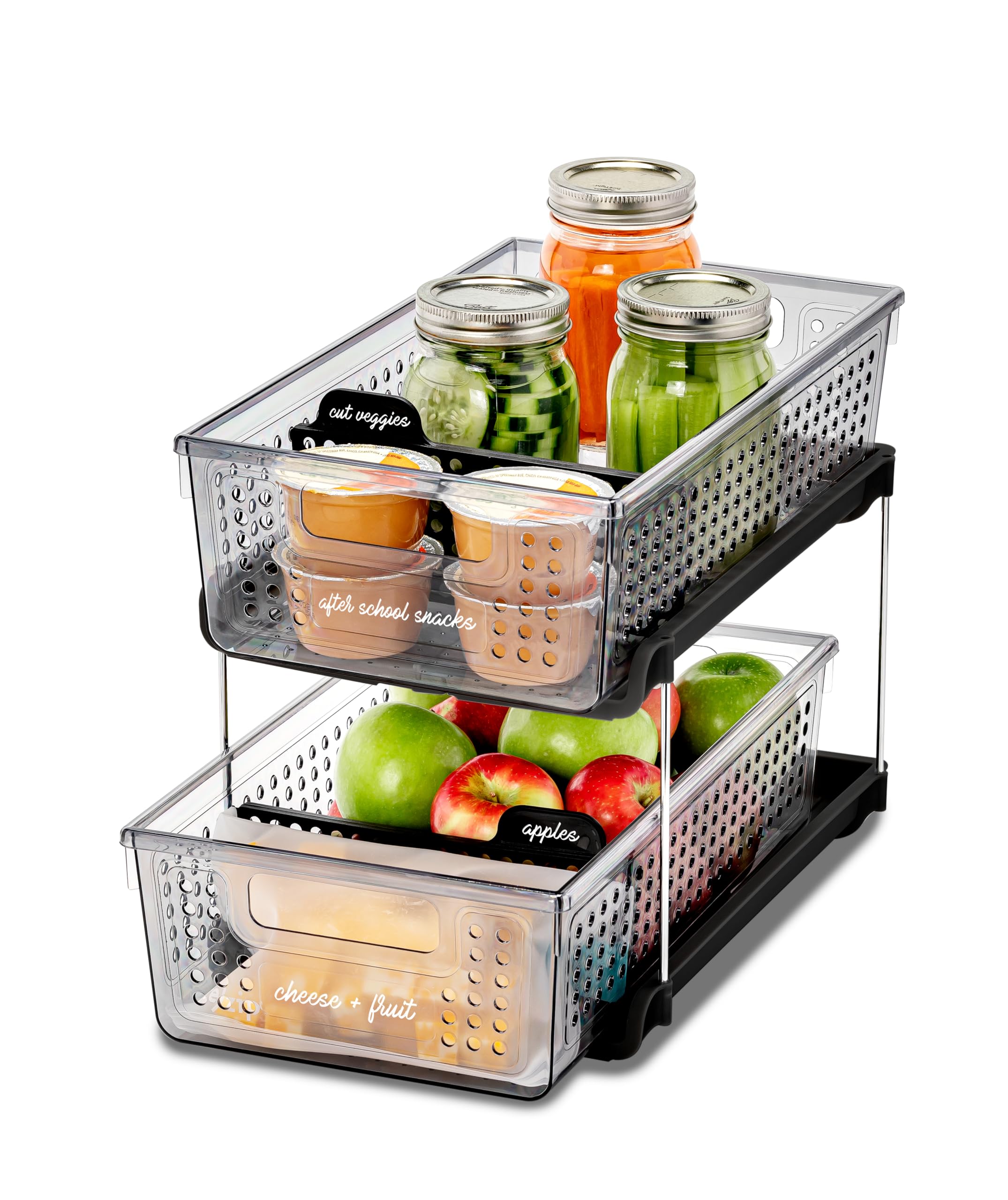 Madesmart 2-Tier Organizer Multi-Purpose Slide-Out Storage With Handles And Dividers For Home And Bath, Pack Of 1, Carbon