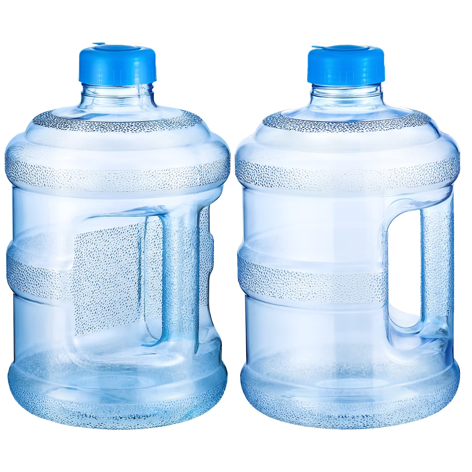 Bokon Empty 2 Pieces 1 Gallon water jugs Round Plastic Water Bottle with Handle Screw Cap Reusable Large Capacity Bottle for Cam