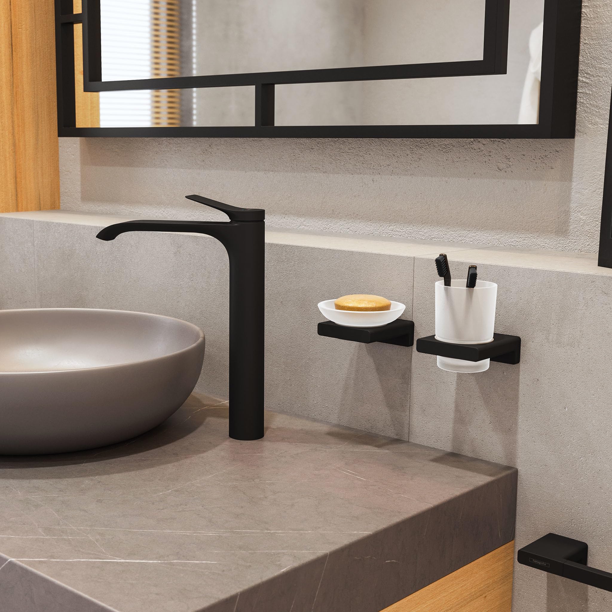 Hansgrohe Addstoris Toothbrush Tumbler In Matte Black, 41749670