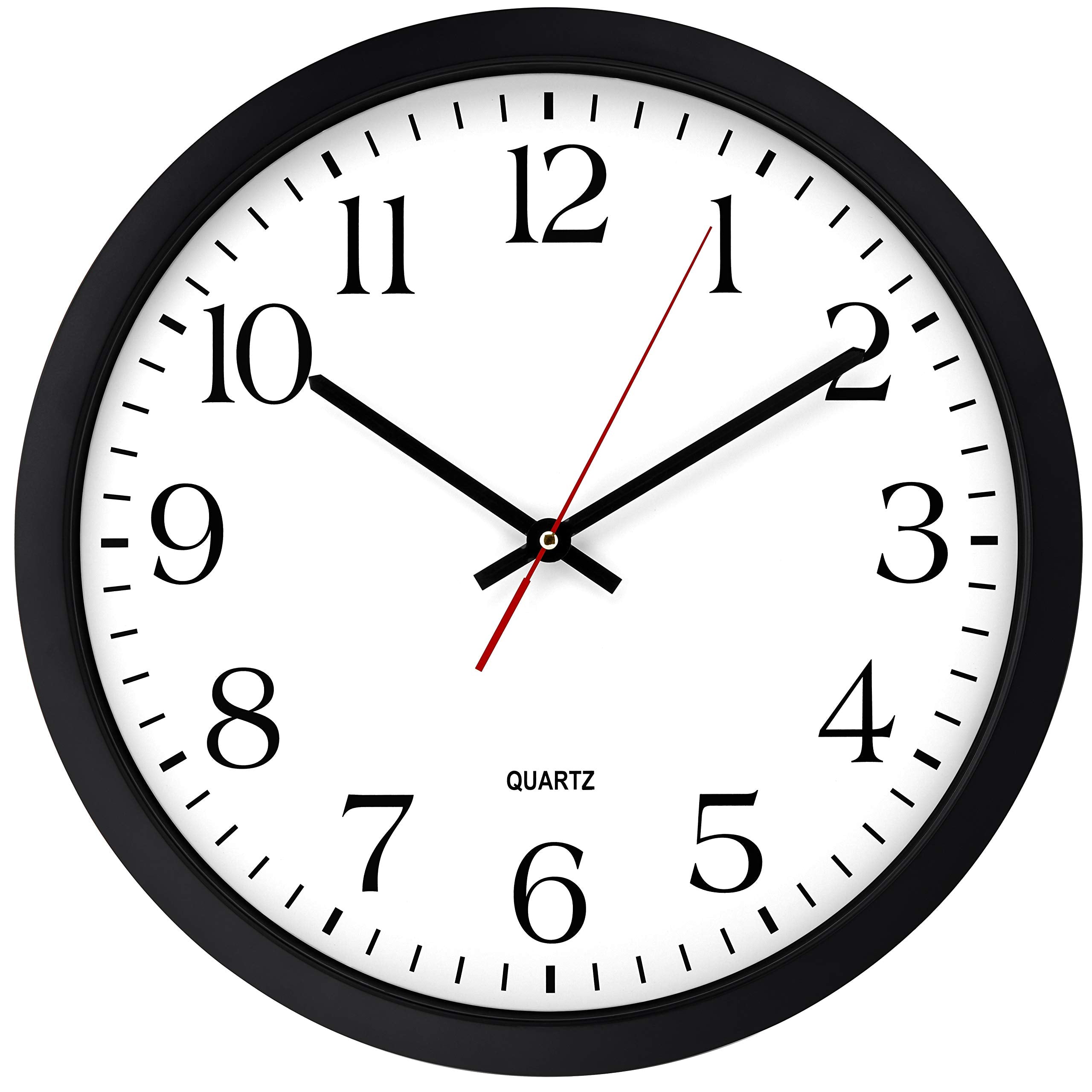 Bernhard Products Black Wall Clock, Silent Non Ticking - 16 Inch Extra Large Quality Quartz Battery Operated Round Easy to Read 