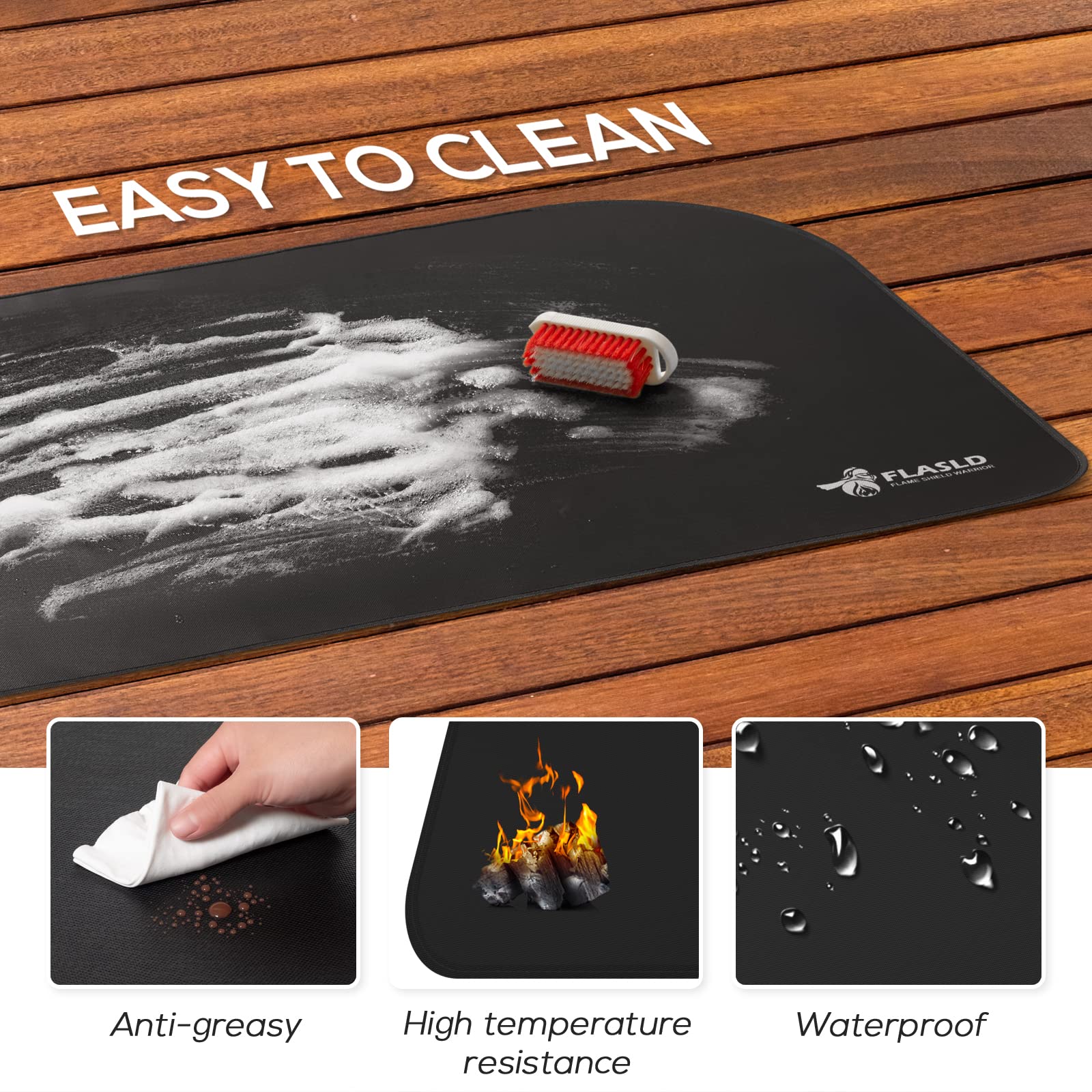 Flasld Fireproof Indoor Fireplace Mat, Outdoor Flame-Resistant Pad Fiberglass Rug For Hearth And Chiminea, Ember Protection Mat