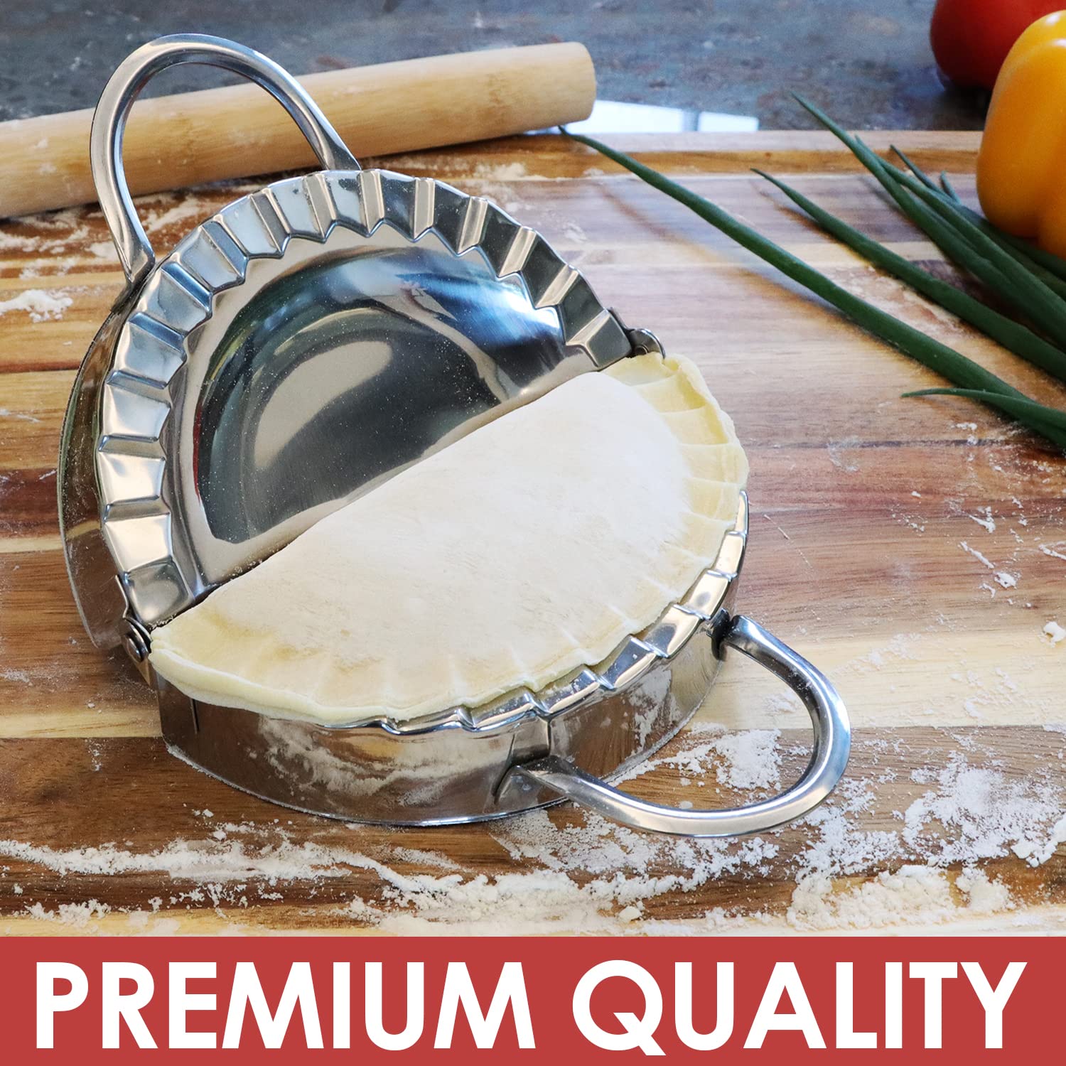 Kaycrown Stainless Steel Empanada Press Ravioli Mold Pierogi Dumpling Maker Wrapper Pastry Dough Cutter Kitchen Accessories (Xl:
