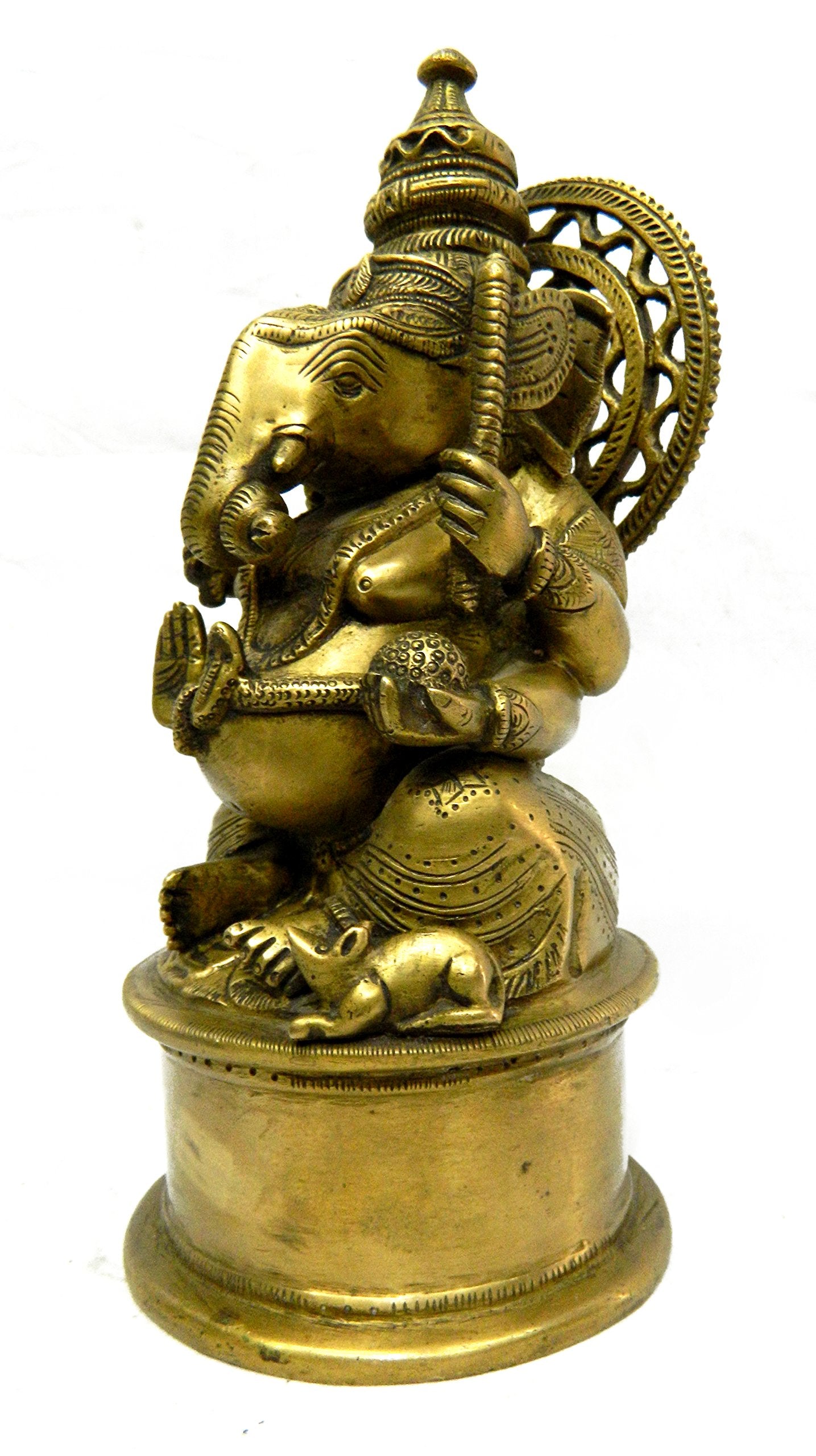 Kalarambh Brass Ganesha/Ganesh/Ganpati Idol Murti Statue For Home Pooja Puja Mandir Decor Collectible Handicraft Art, Yellow, 5.