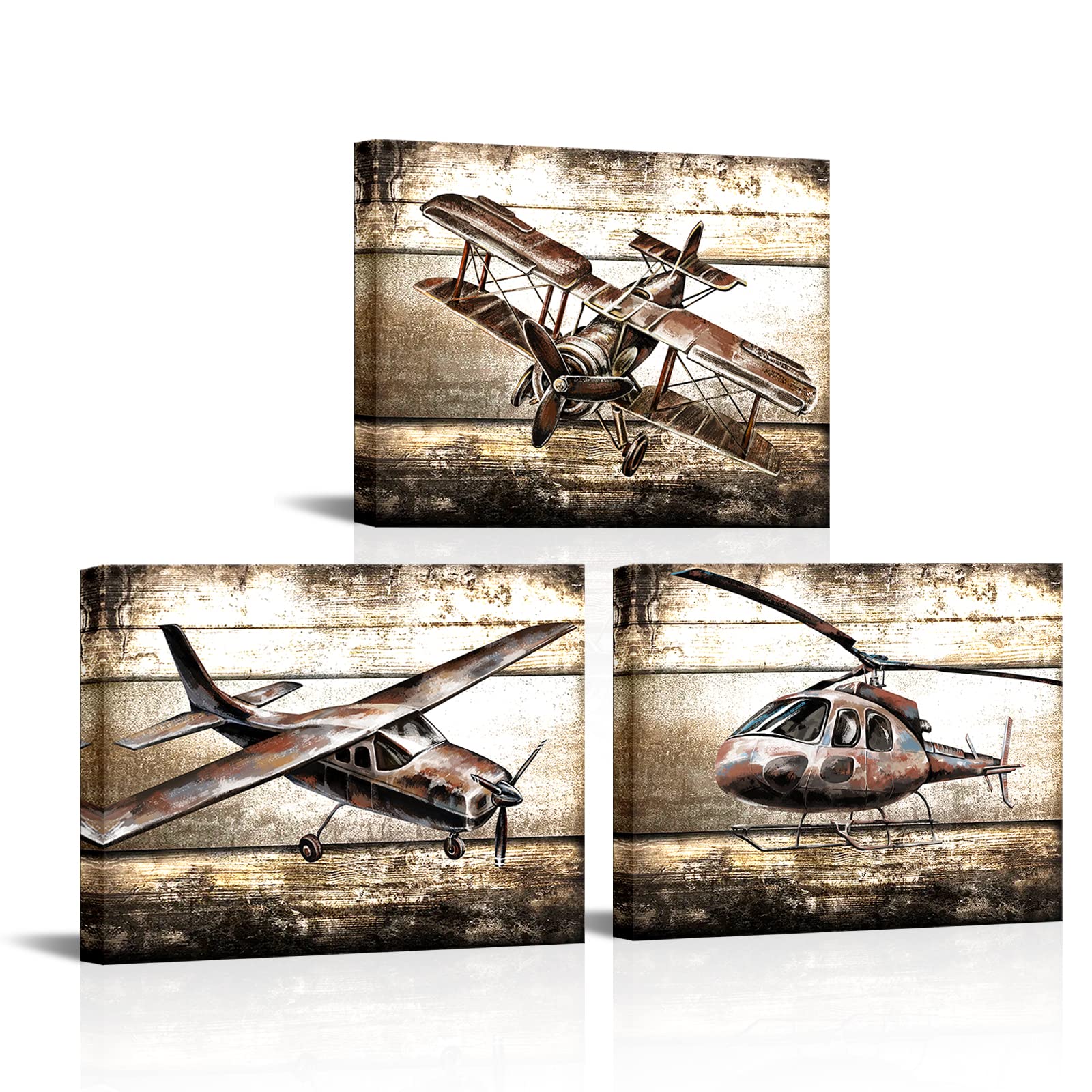 Lovehouse Airplane Decor For Kids Boys Room Vintage Aviation Canvas Pictures Aircraft Avation Painting For Nursery Room