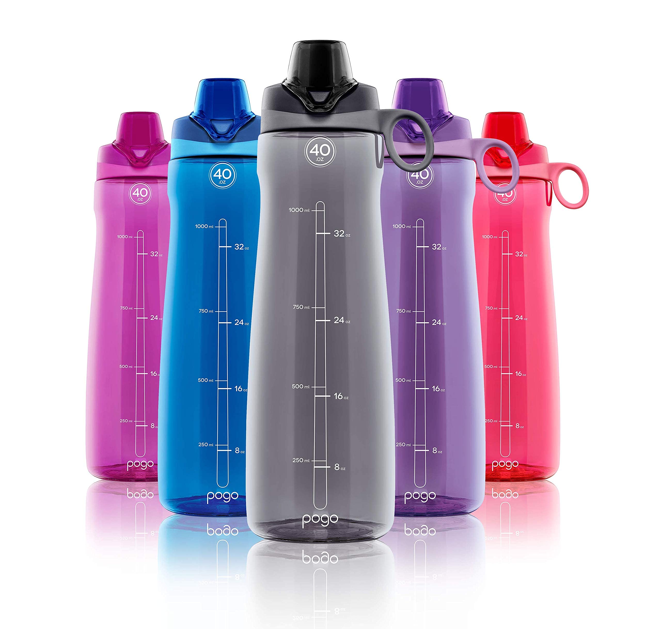 Pogo BPA-Free Tritan Plastic Water Bottle with Chug Lid  40 Oz  Grey