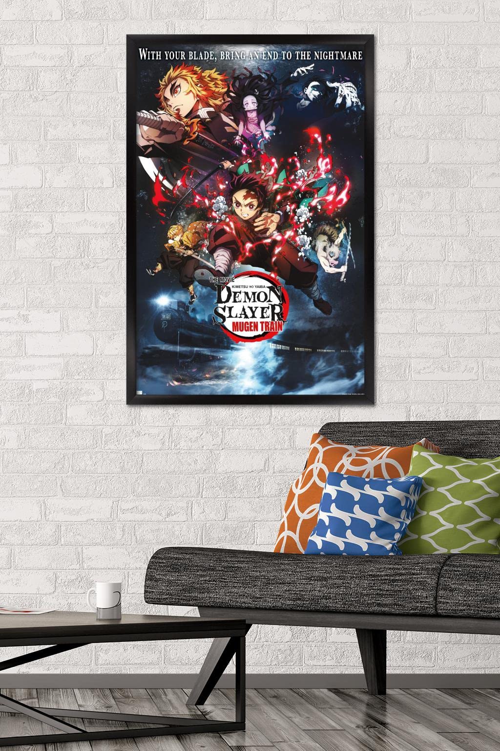 Trends International Demon Slayer: Mugen Train - Collage One Sheet Wall Poster, 22.375'' X 34'', Black Framed Version