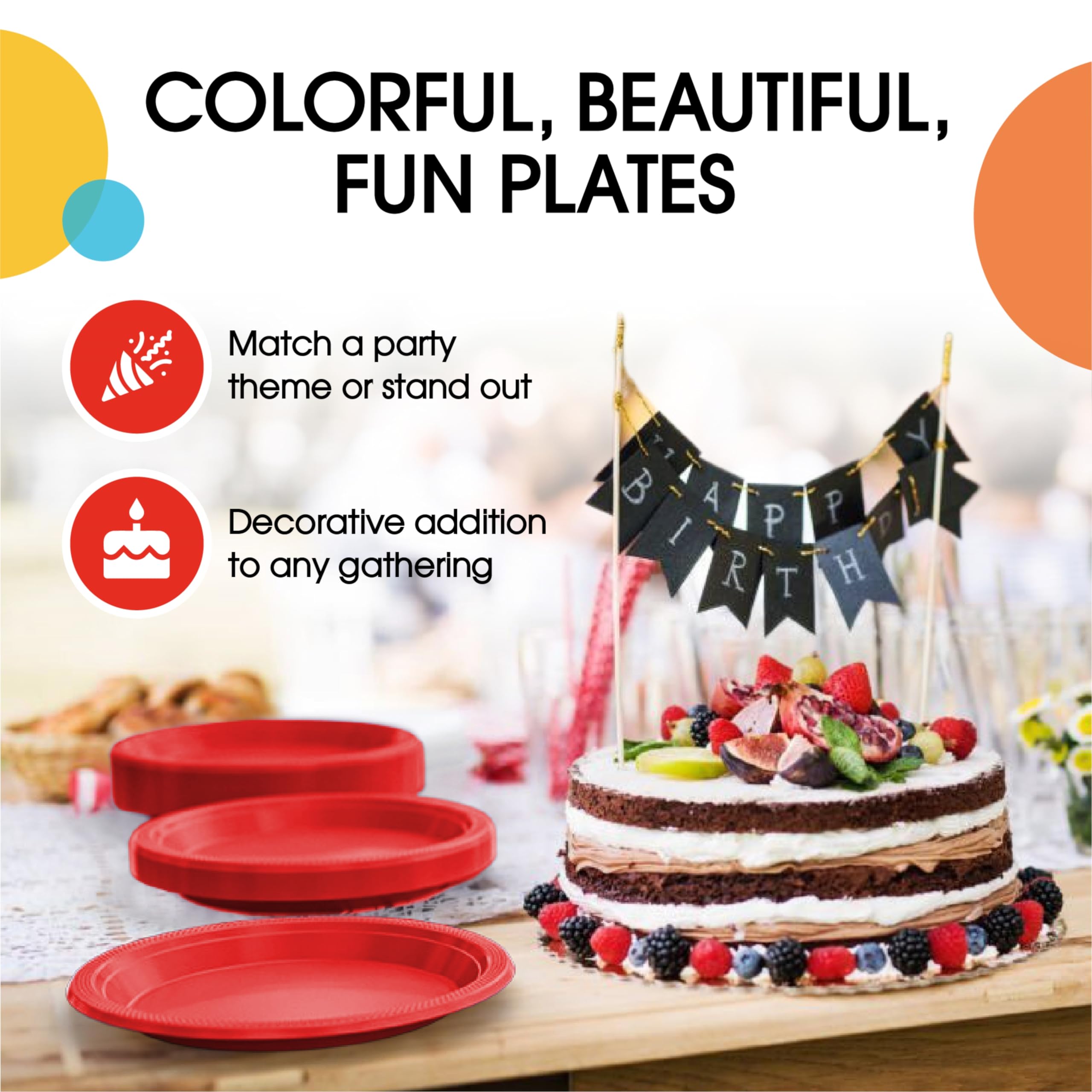 Exquisite Red Plastic Plates For Party 7 Red Disposable Plates For Party Supplies 50 Pcs Disposable Dinner Plate Heavy Duty 35
