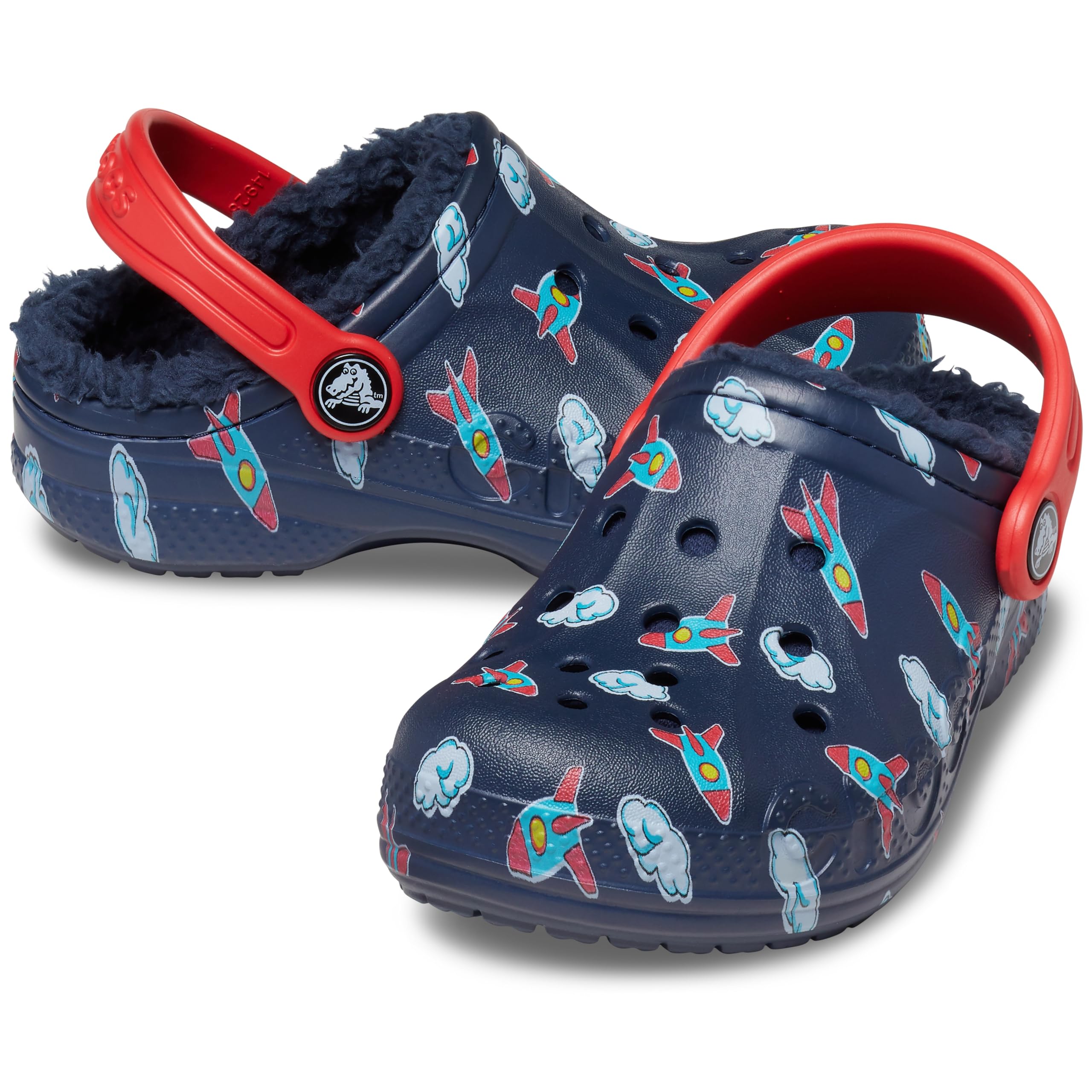 Crocs Baya Lined Clog  Kids Slippers, Rocket Ships, 6 Us Unisex Toddler