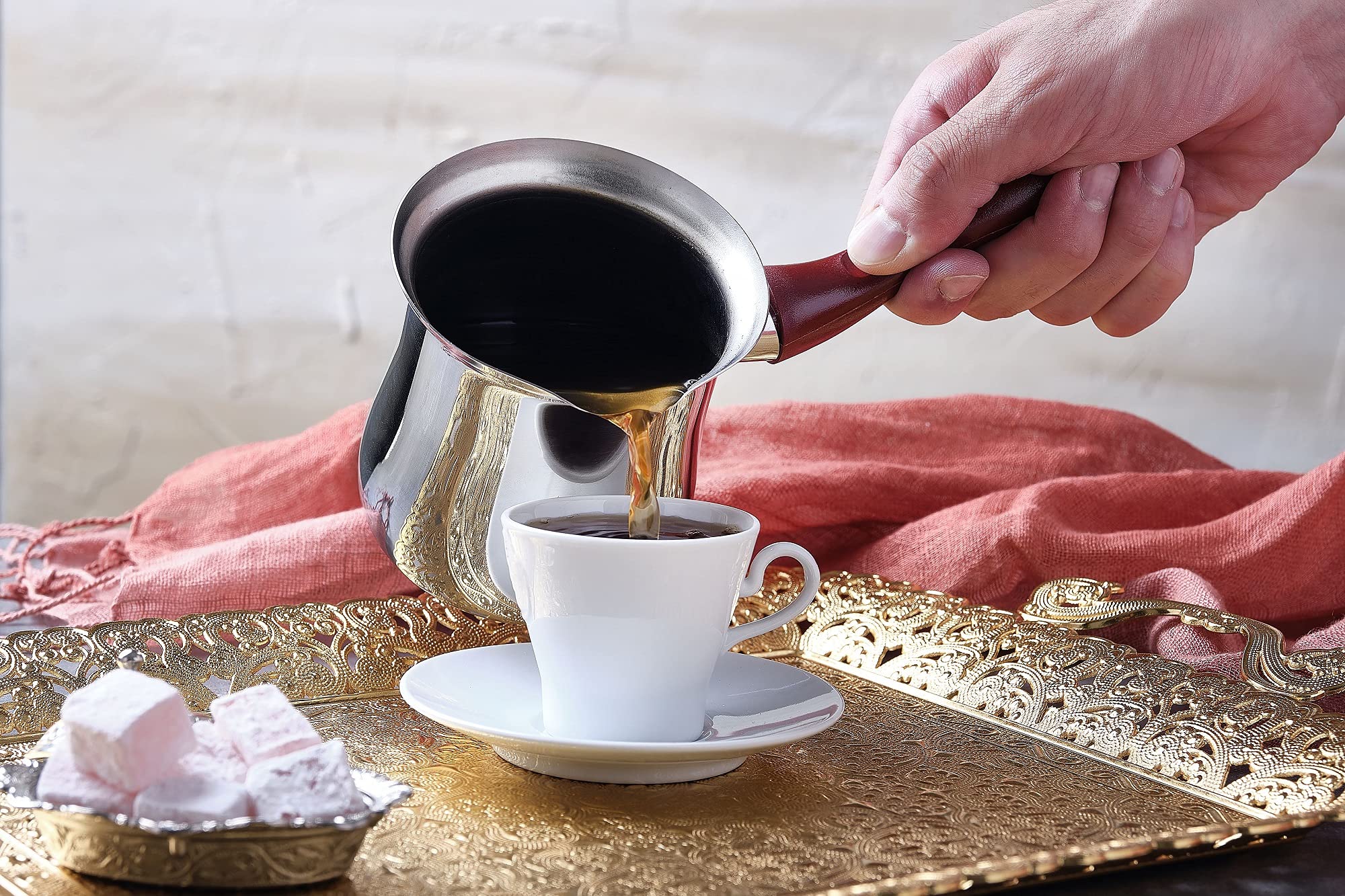 Destalya Turkish Coffee Pot Stainless Steel | 10.14 Fl Oz Ibrik Briki Coffee Pot | Small Hot Pot With Spout For Stove Top | Turk