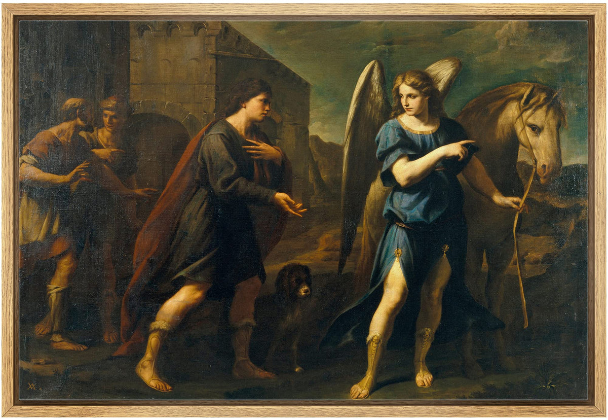 Wall26 Framed Canvas Print Wall Art Tobias Meets Archangel Raphael By Andrea Vaccaro People Illustrations Fine Art Traditional C