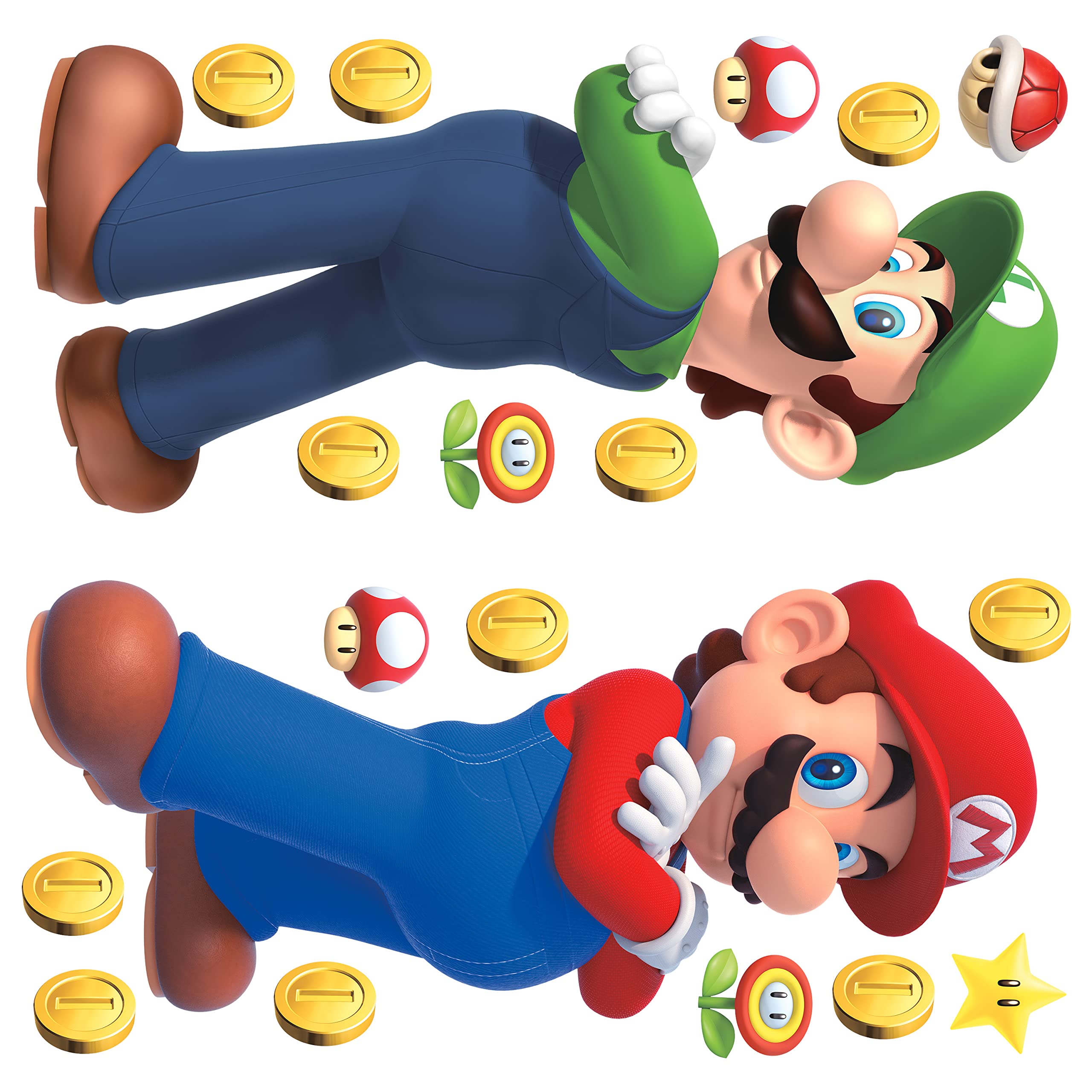 Roommates Rmk5223Gm Super Luigi And Mario Peel And Stick Wall Decals, Red, Green, Yellow