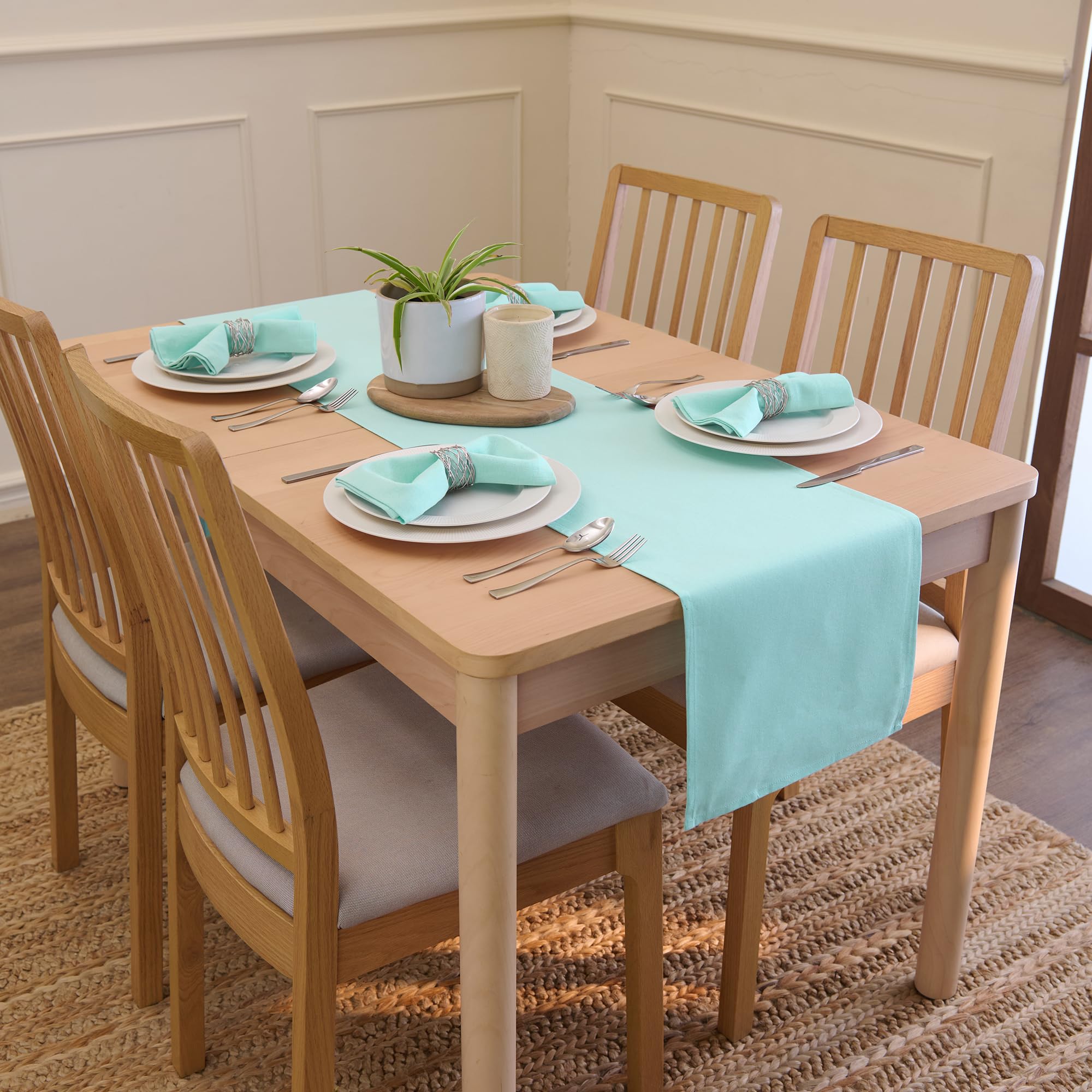 Encasa 100% Cotton Cloth Napkins Set of 12 with Egg Blue Color & Size 17''x17''  Dinner Napkins Washable and Reusable for Dinning Table Fall Decoration  Halloween & Christmas Festivals