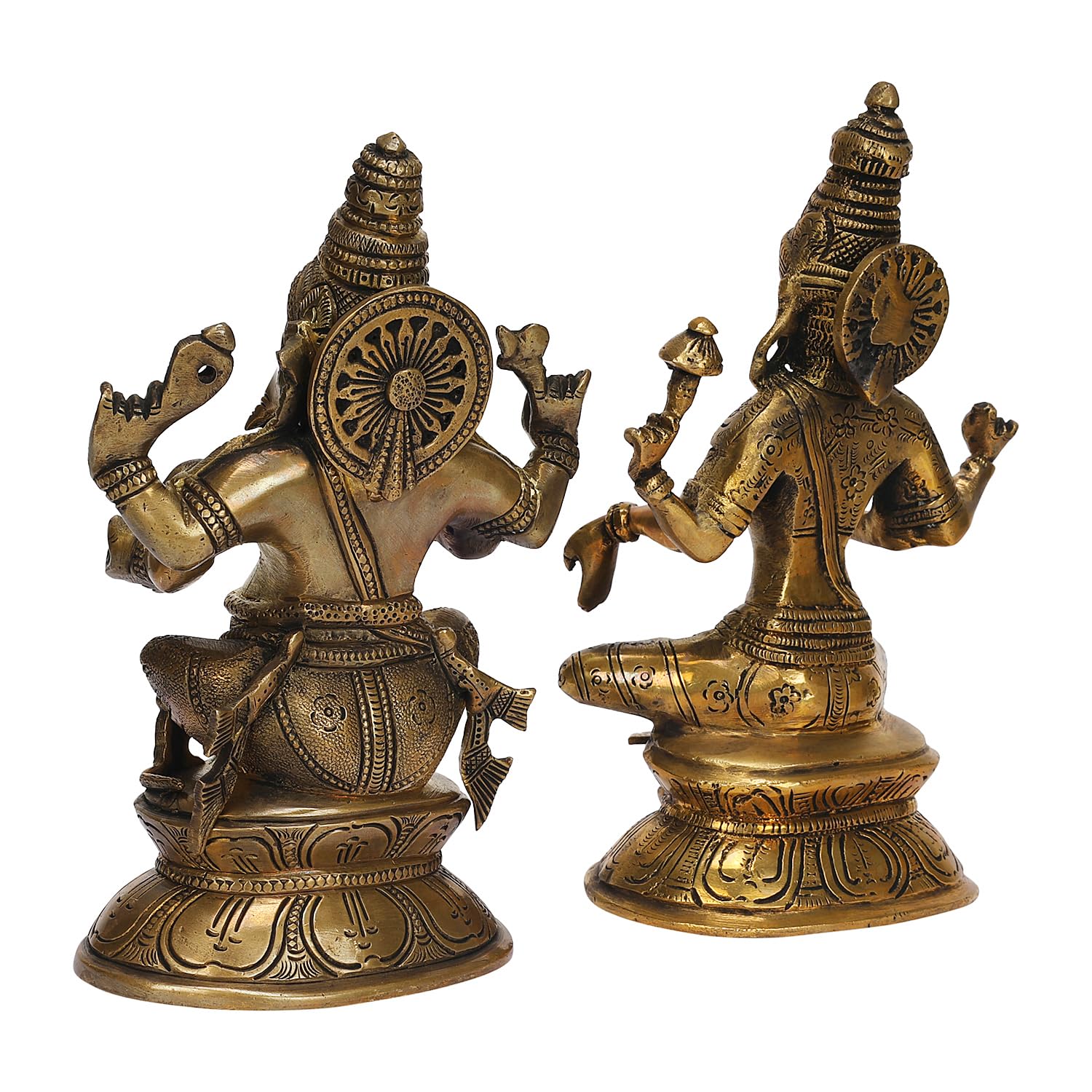 Apko Brass Laxmi Ganesha Idol Lord Lakshmi Ganesh Murti For Home Office Diwali Pooja Temple Room Decoration Showpiece 7.8 Inches