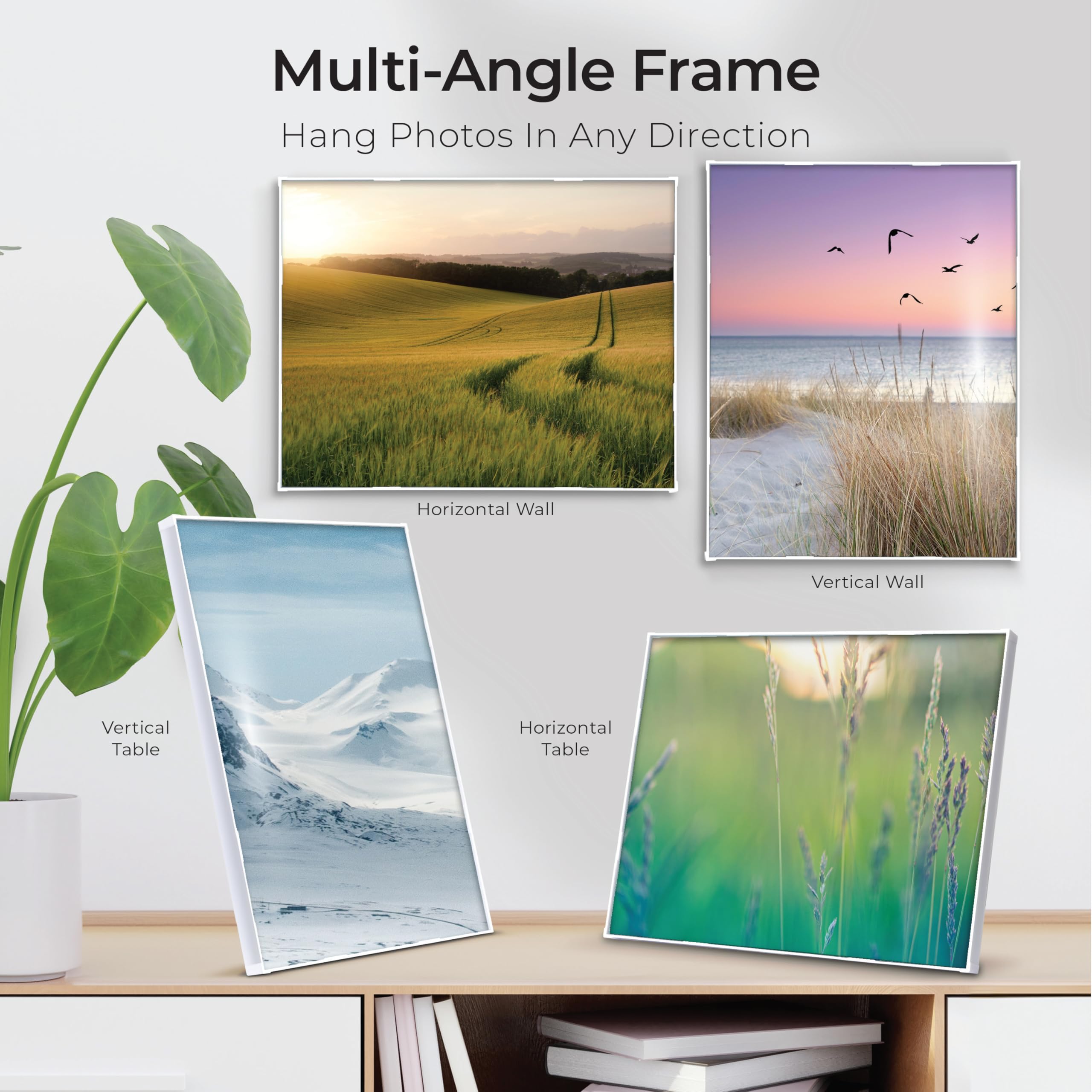 MANTELLO ESSENTIALS Front Loading White Picture Frame 8.5x11 - Set of 6 - Table Desk Wall hanging For Artwork - Certificates Dip