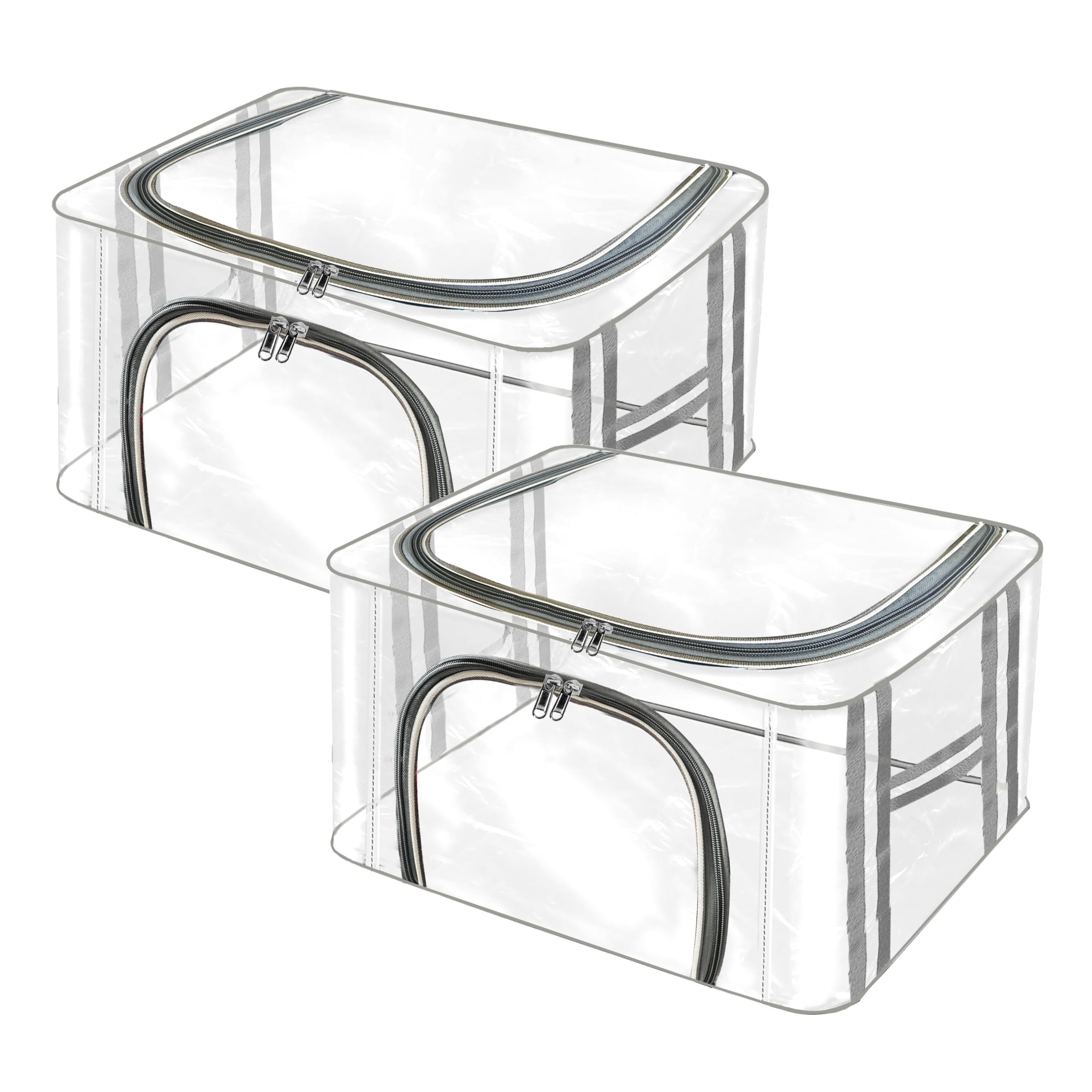 Tulman 2Pack Pvc Transparent Storage Box For Clothes, Saree, Blanket  MoistureProof Wardrobe Organizer With Carry Handle For 