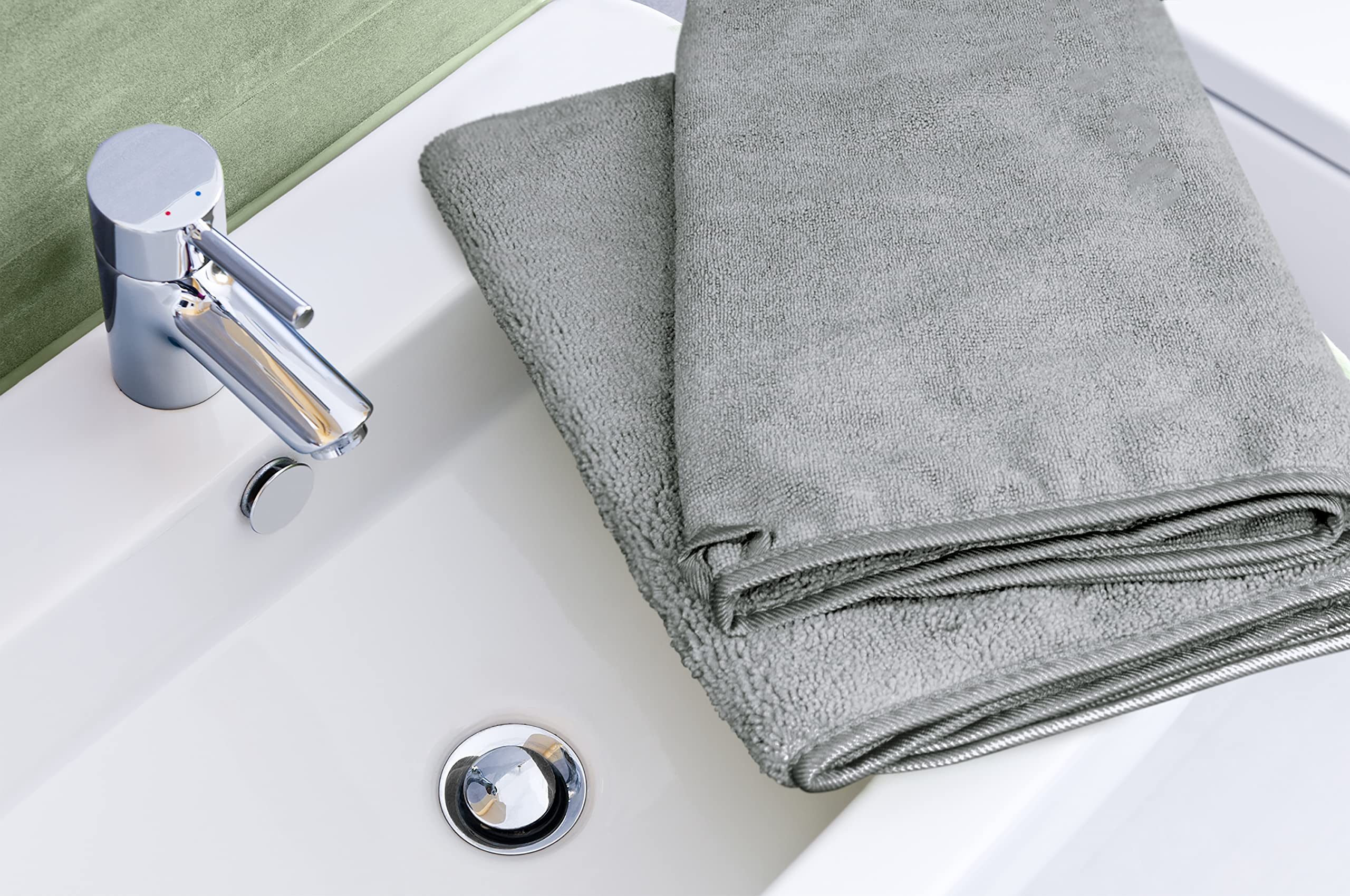 Eurow Absorbent and Fast Drying Microfiber Hand Towels, 16 by 28 Inches, Gray, 2 Pack