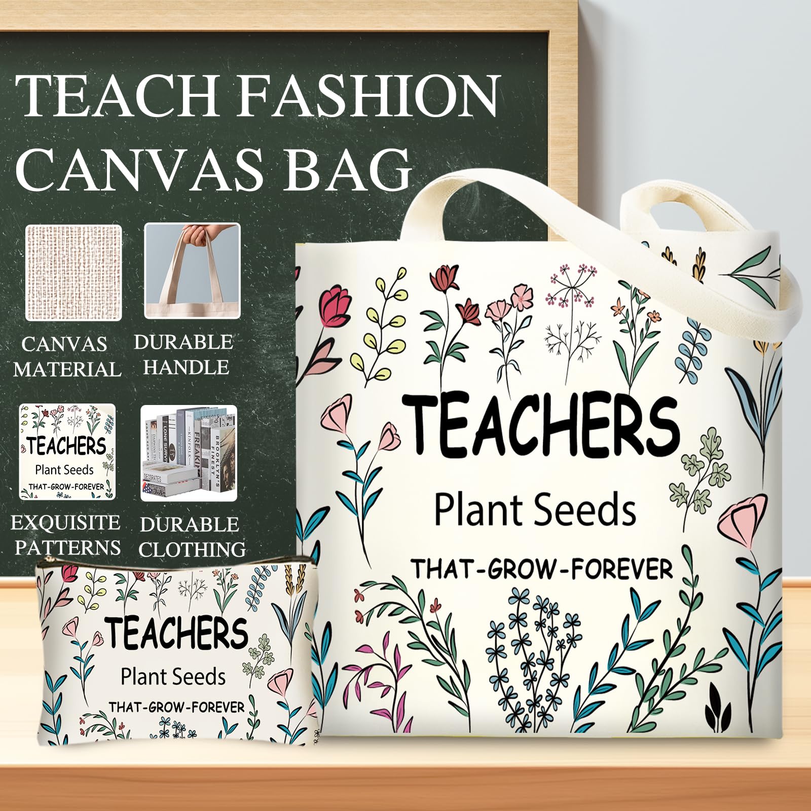 DHQH Teacher Christmas Gifts for Women, Teacher Appreciation Gifts, Funny hanksgiving Set with 16OZ Glass Cup, Tote Bag for New