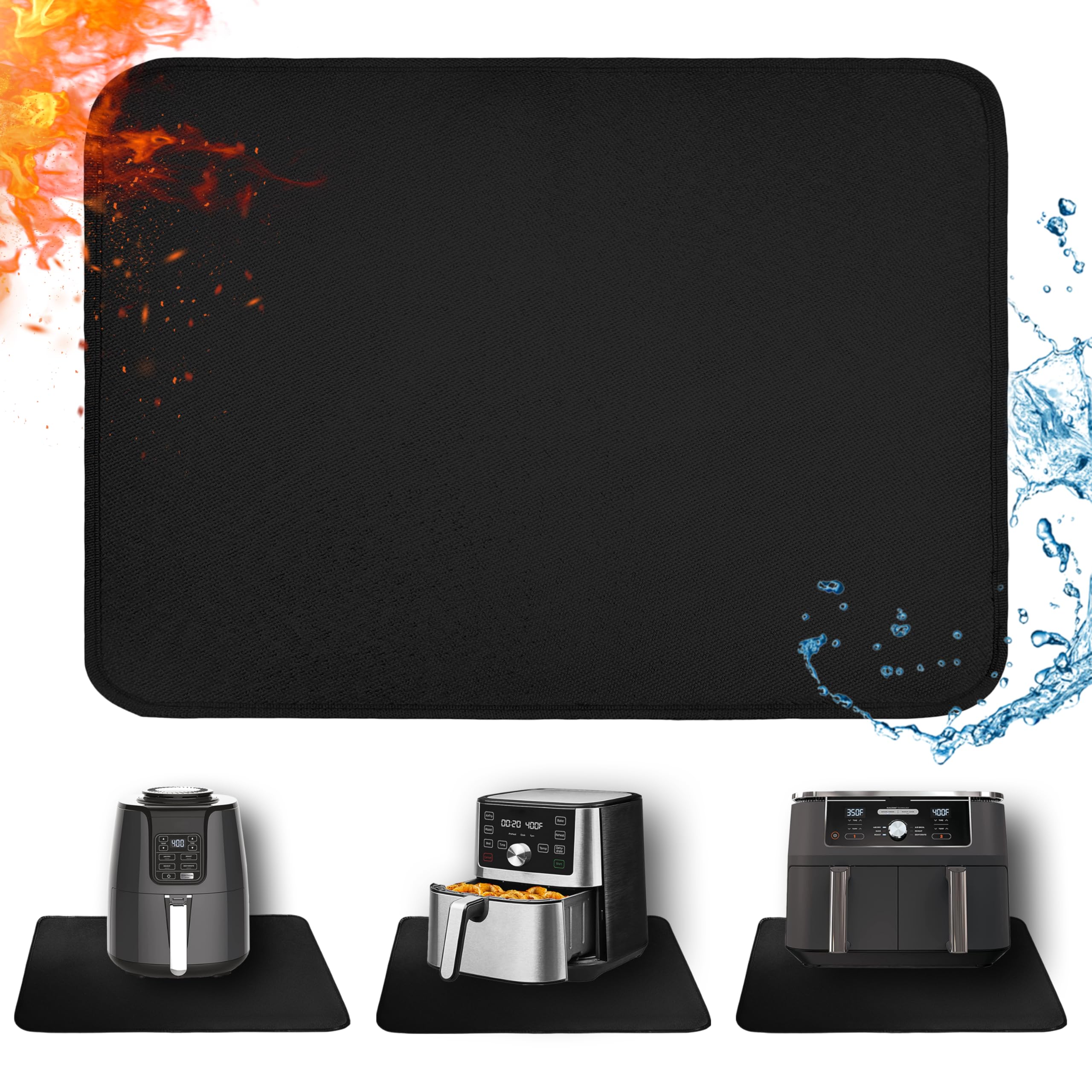 Amerbro Heat Resistant Mat for Air Fryer, 16 x 20in Heat Resistant Mat for Countertop, Fireproof Silicone Countertop Protector A
