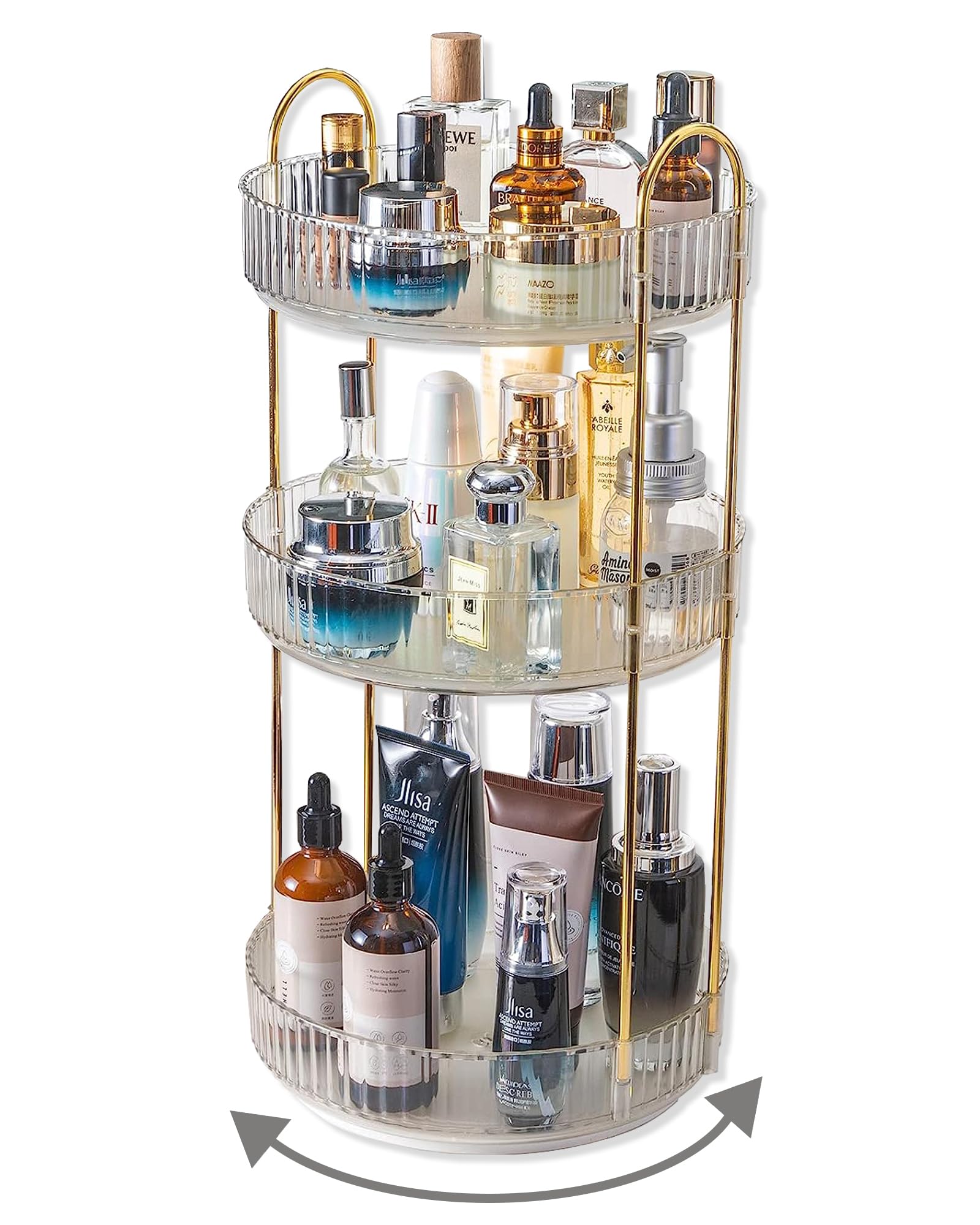 Asayuee 360 Rotating Makeup Organizer,2 Tier Large Capacity Make Up Organizers And Storage,Skincare Perfume Vanity Organizers,Ba