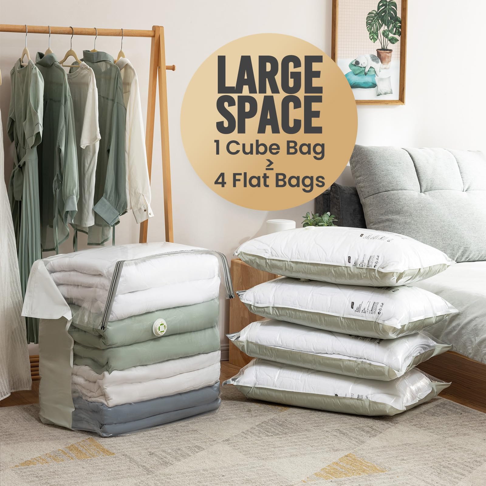 Taili Vacuum Storage Bags 4 Pack Space Saver Bag, Extra Large Cube 40X28X18X18 Inch, Wider Vacuum Sealed Storage Bag For Bedding