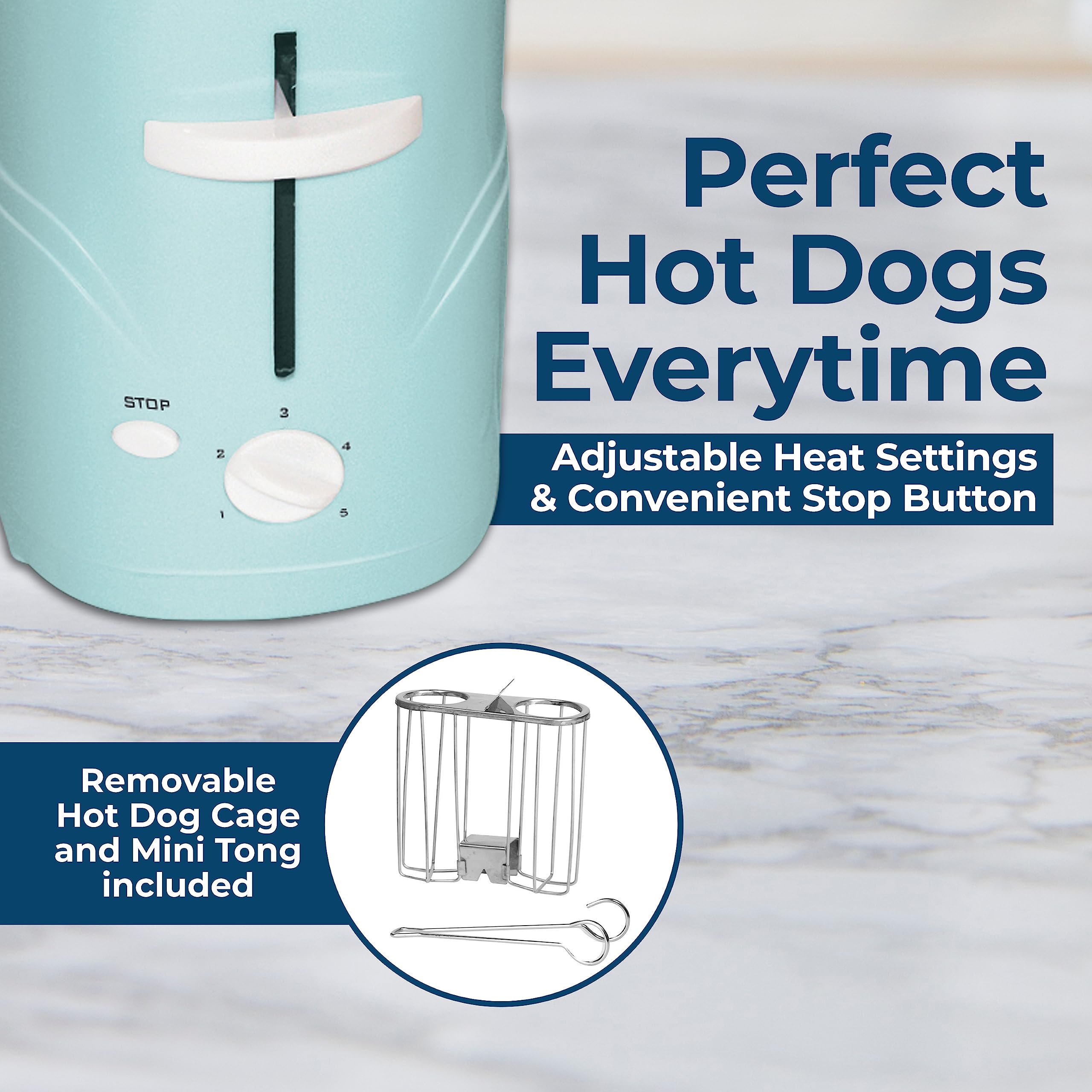 Nostalgia Pop-Up 2 Hot Dog And Bun Toaster With Mini Tongs, Works With Chicken, Turkey, Veggie Links, Sausages And Brats