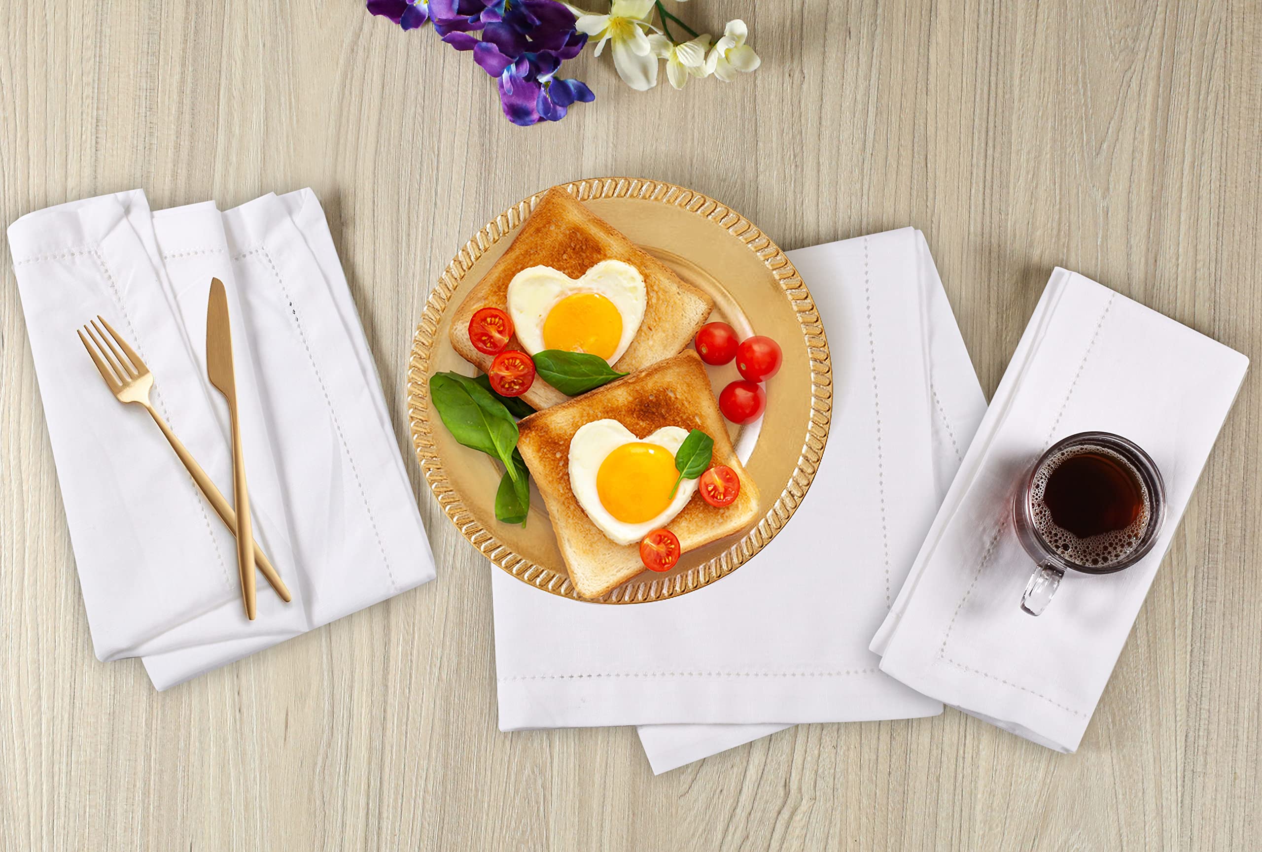 12-Pack Hemstitched Dinner Napkins Oversized 20X20 - Cotton Fabric Tailored With Mitered Corner - Ideal For Events And Regular U