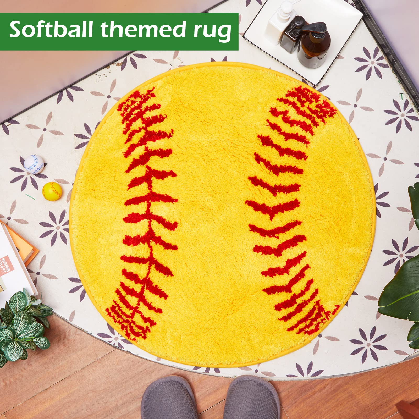 Softball Rug For Bedroom Softball Bathroom Rugs Sports Softball Ball Rug Softball Room Decor Softball Decor Sport Door Mat Softb