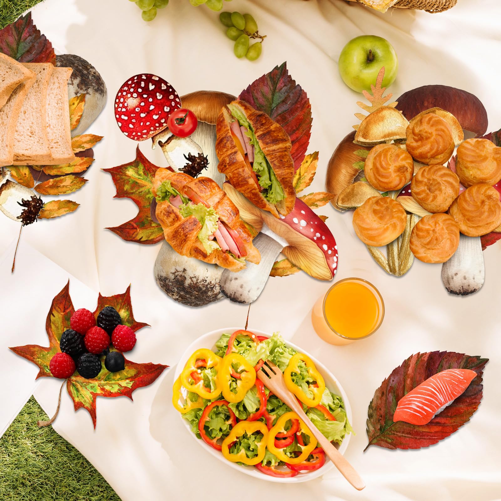 Gersoniel 180 Pcs Autumn Parchment Paper Leaves 8.7 x 4.3 in Thanksgiving Fall Maple Leaf Cheese Board Mushroom Charcuterie Boar