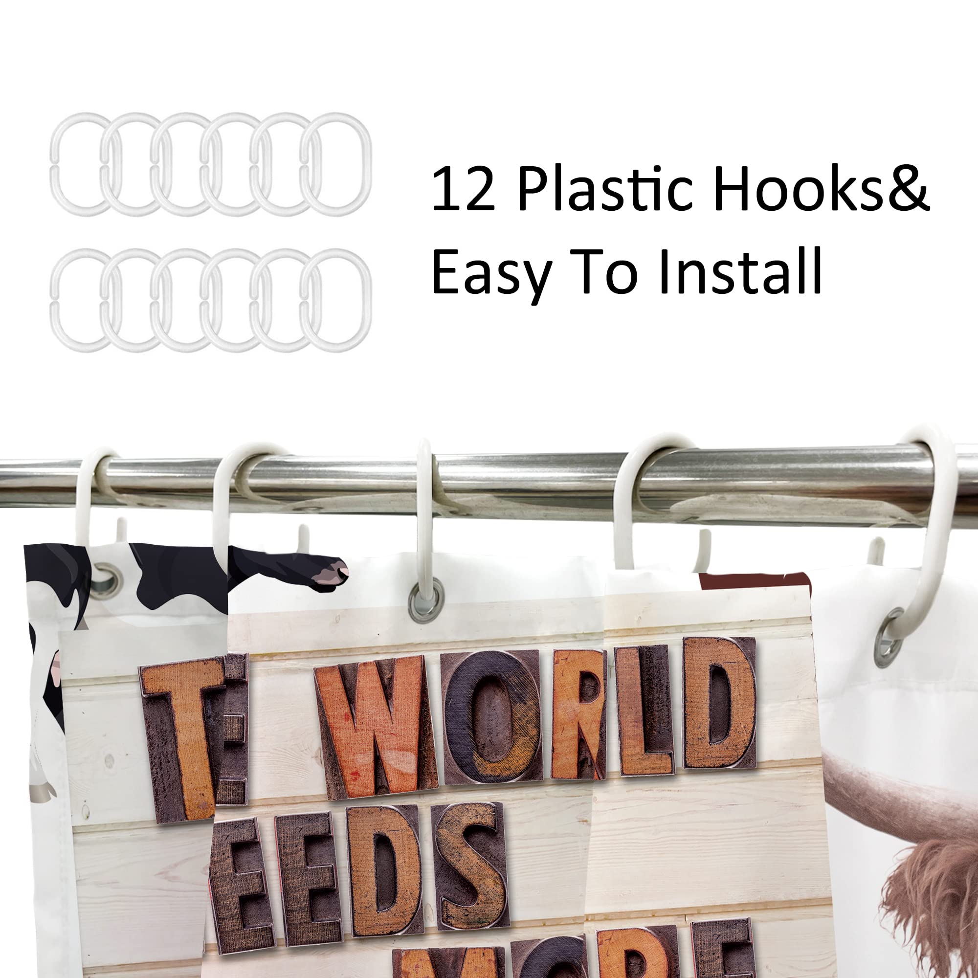 Newsely Western Boho Cow Shower Curtains For Bathroom Rustic Farmhouse Country Funny Longhorn Cattle Bull Shower Curtain Bathroo