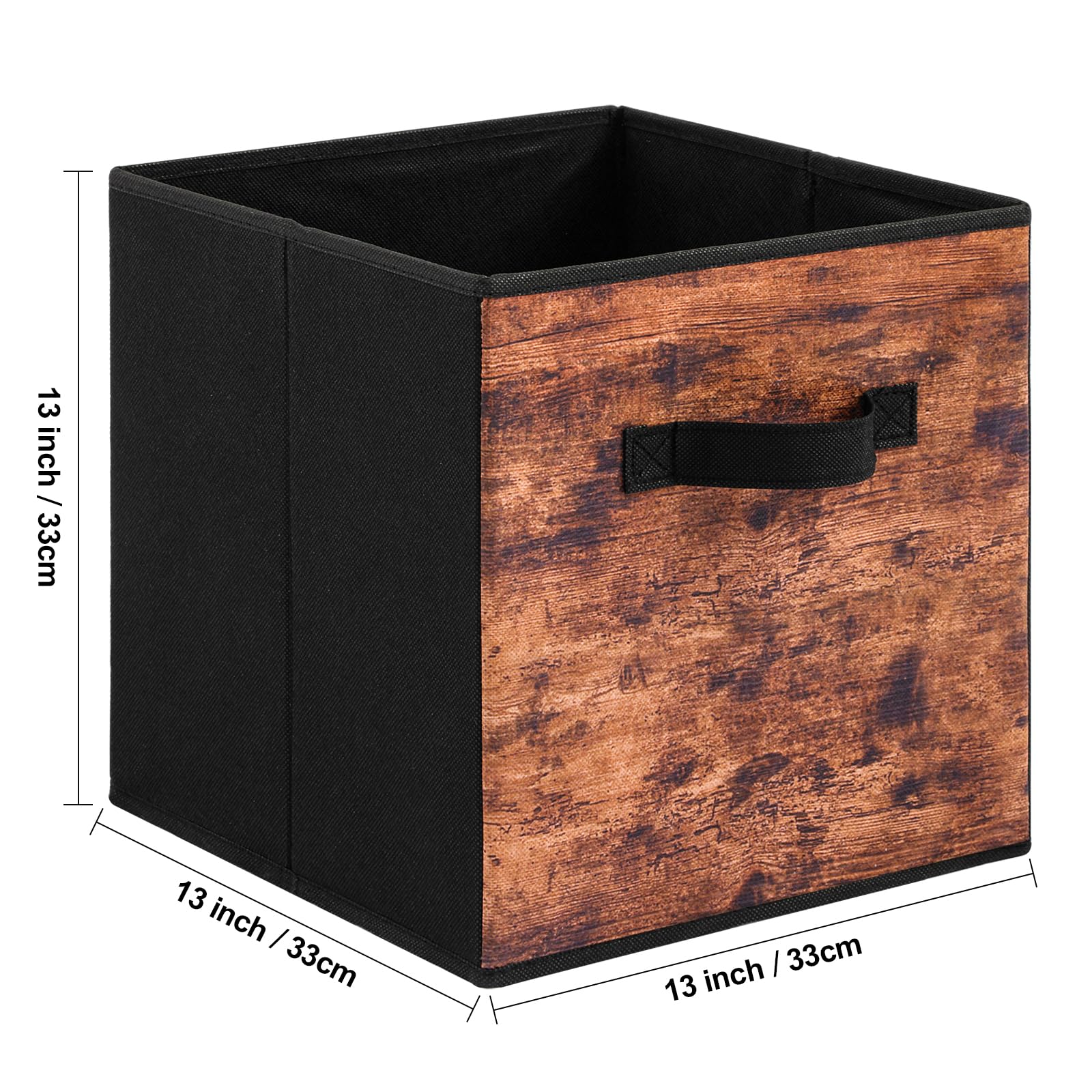 Stero Fabric Storage Cubes, 6 Pack Foldable Storage Bins With Handle, 13 Inch Storage Baskets Box For Shelves, Closet, Organizer