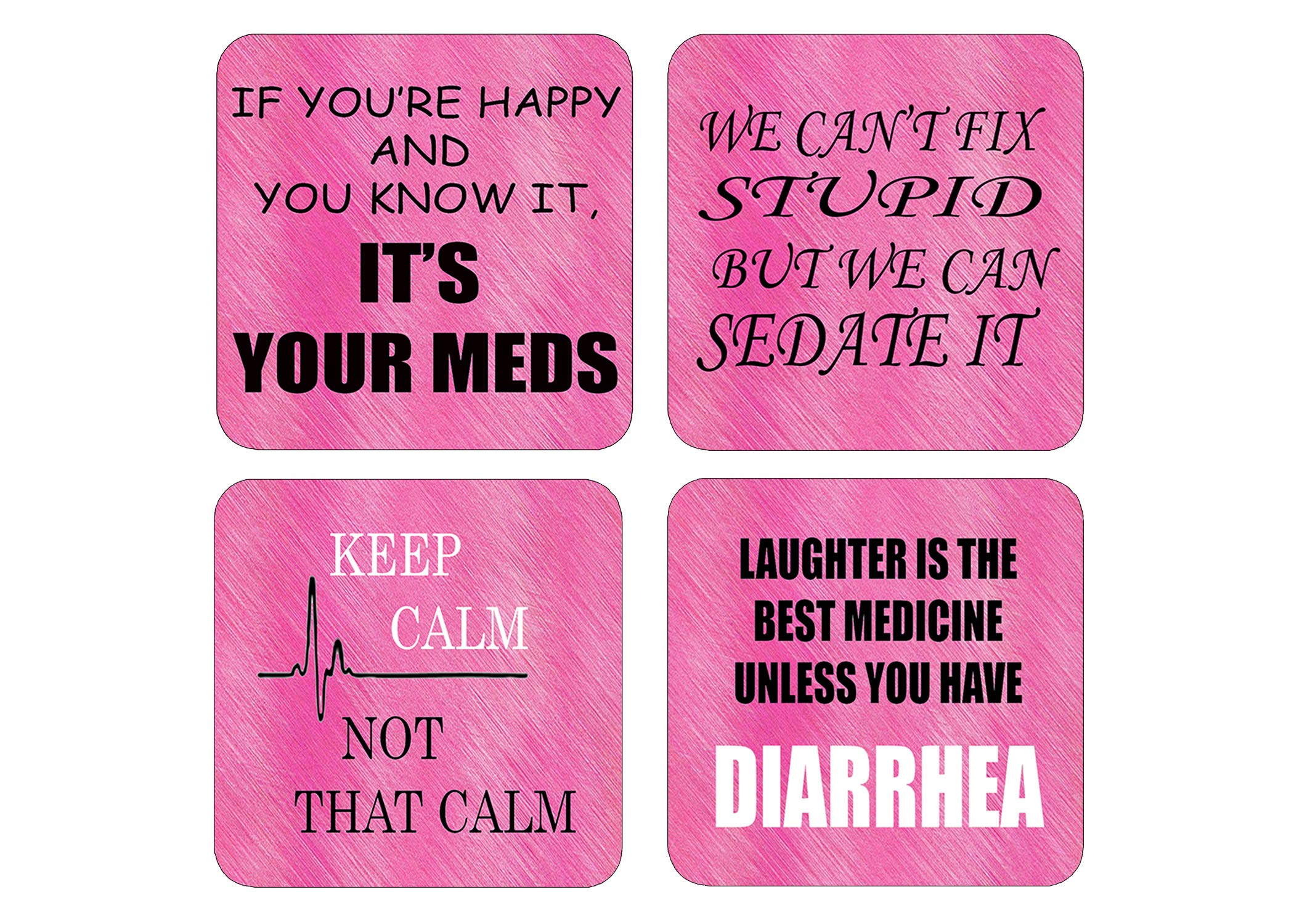 Nurse Drink Coaster Set Rn Nursing Cna Gift Joke Funny Home Kitchen Barware