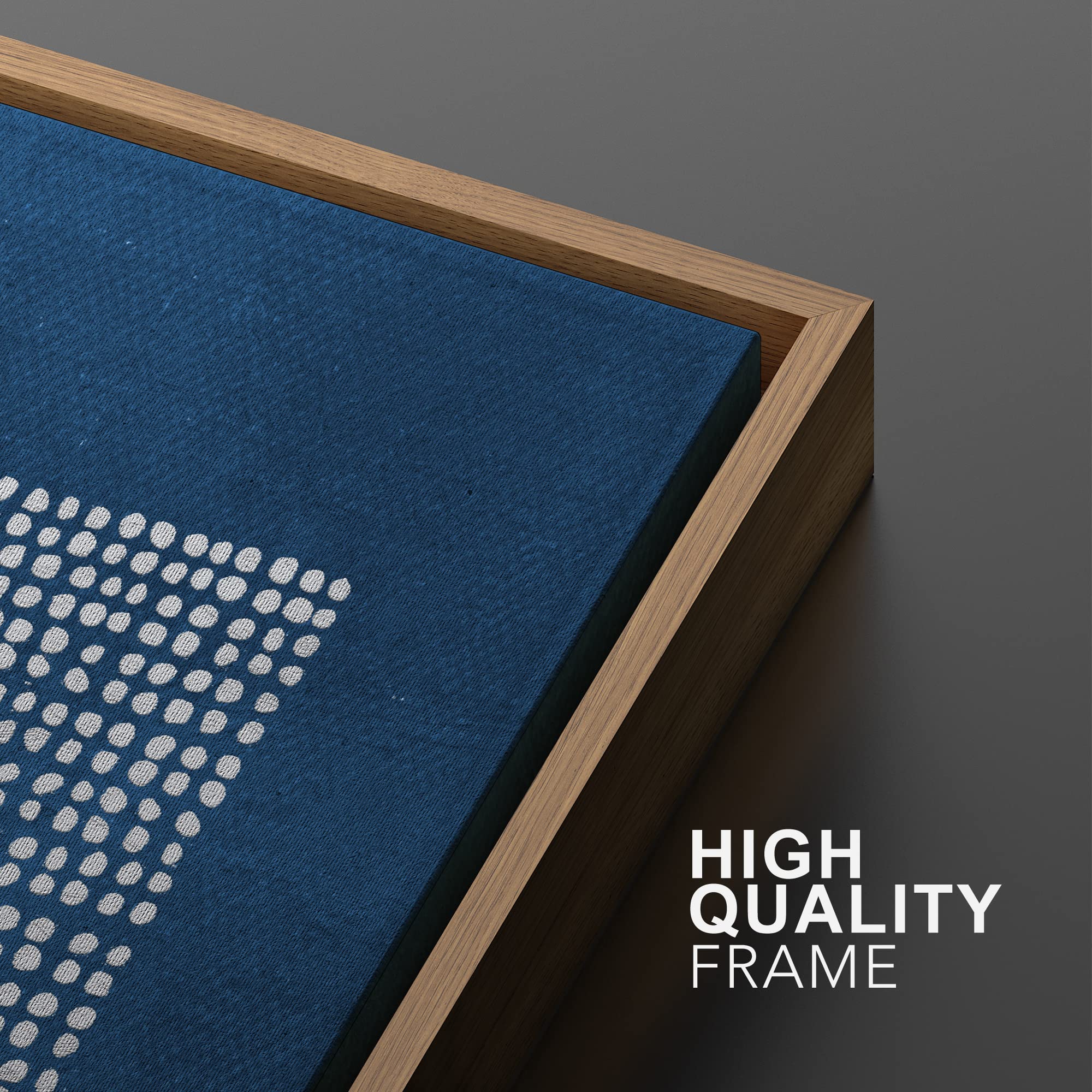 SIGNWIN Framed Canvas Print Wall Art Set Navy Blue White Geometric Dot Collage Abstract Shape Illustration Modern Art Decorative Nordic Multicolor for Living Room  Bedroom  Office - 16''x24''x2 Natural