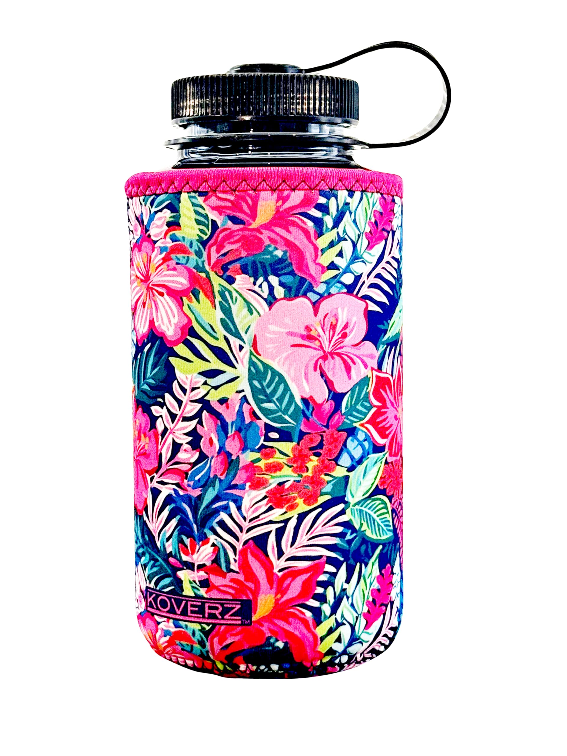 Koverz Water Bottle Sleeve, Neoprene Insulated Bottle Sleeve, Fits 32-40 Oz. Water Bottle, Washable and Reusable, XL Size, Hibis