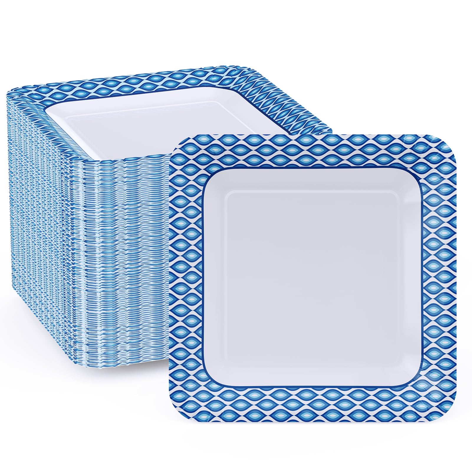 MUCHII 10 Inch Square Paper Plates, 140 Count Heavy Duty Bulk Disposable Paper Plates for Daily Use, Family Gatherings, Parties,
