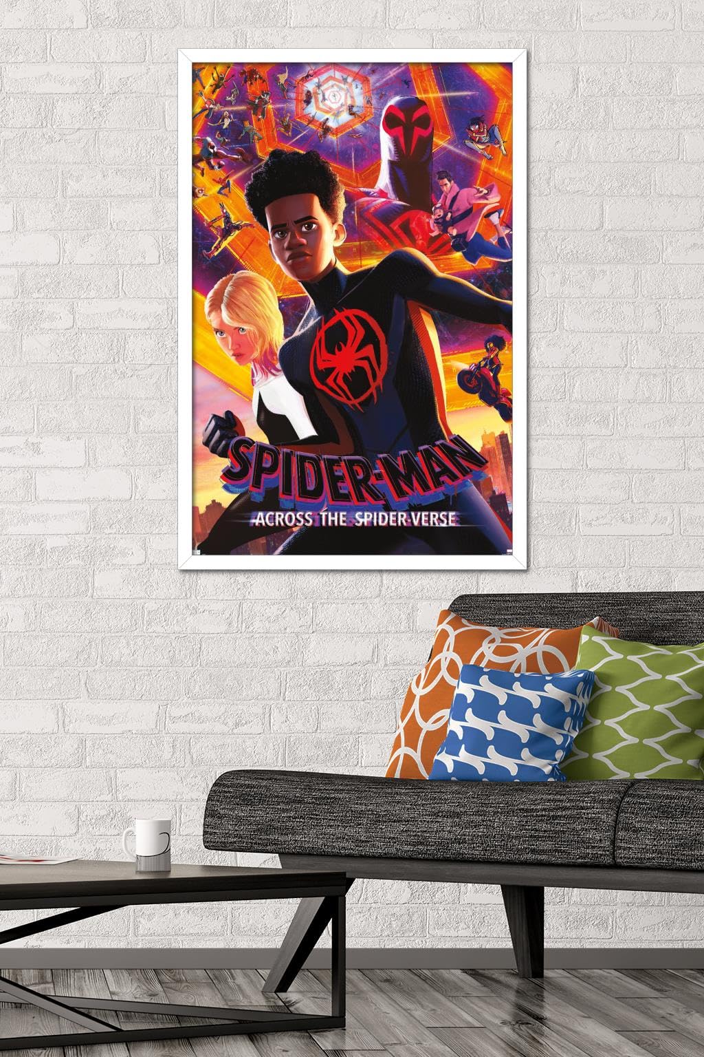 Trends International Marvel Spider-Man: Across The Spider-Verse - Group One Sheet Wall Poster, 22.37'' X 34.00'', White Framed V